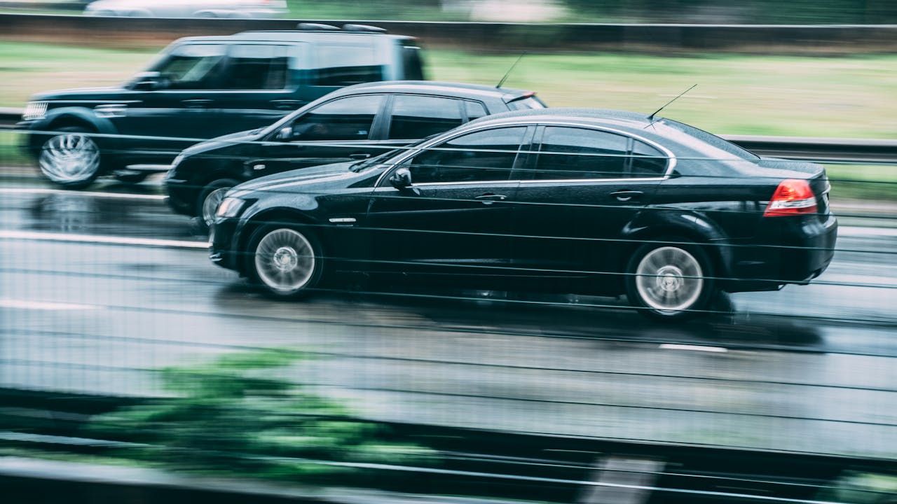 Black Cars on Road