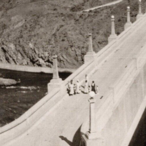 Real Photo Postcard People on Elephant Bute Dam in New Mexico c1920 RPPC