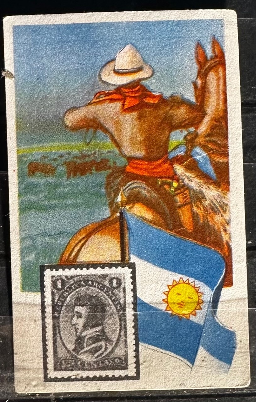 ARGENTINA 1800’S STAMP ON STAMP KWATTA TRADING* CARD STAMPS ON STAMPS -P17235