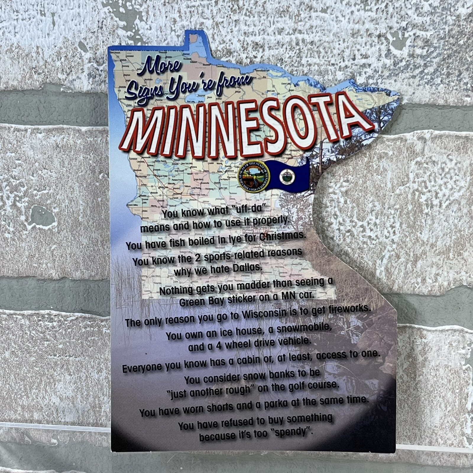 Minnesota State Cutout Postcard Signs You’re From MN Humorous Funny Sayings UNP