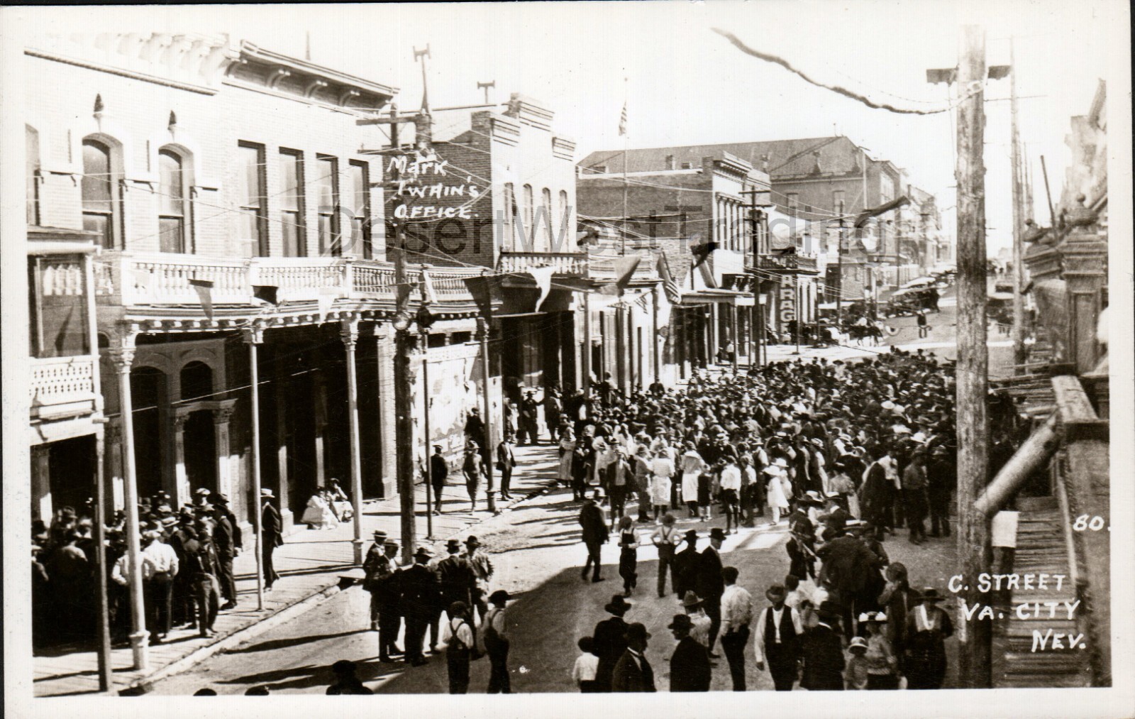 C. Street Mark Twain’s Office Virginia City Nevada RPPC Postcard 1930-1950 UNP
