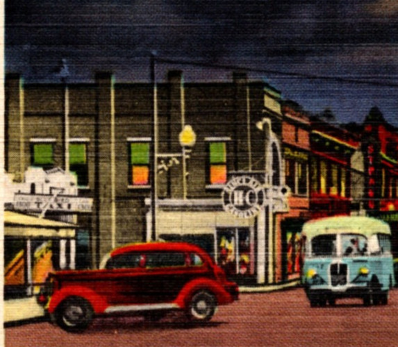 Anderson, SC Main Street Looking South/Full Moon/Marquee/HC Store/Taxi Bldg-A147