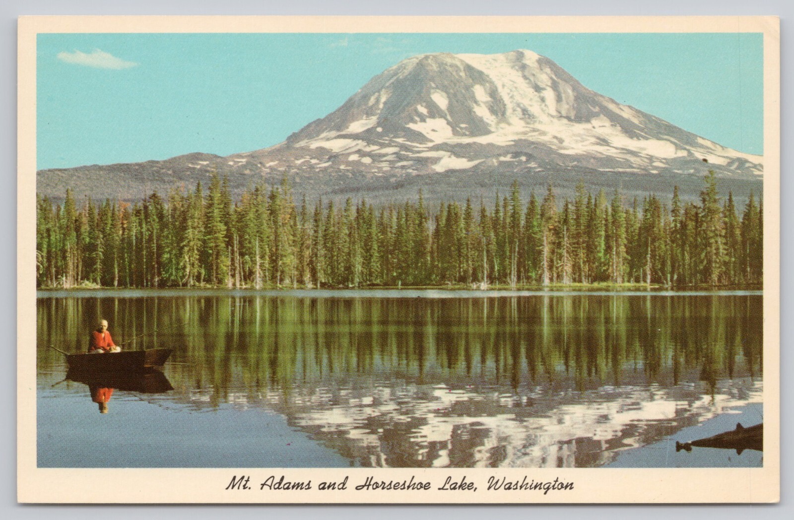 Yakima Washington, Mount Adams & Horseshoe Lake Scenic View, Vintage Postcard