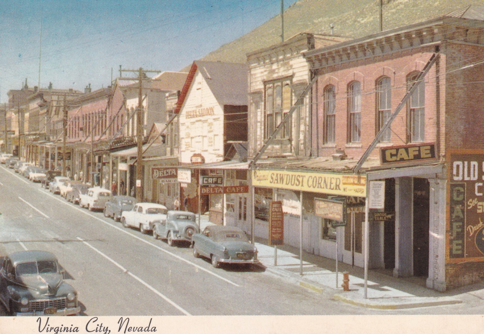C Street Virginia City Nevada Postcard View from 1950’s