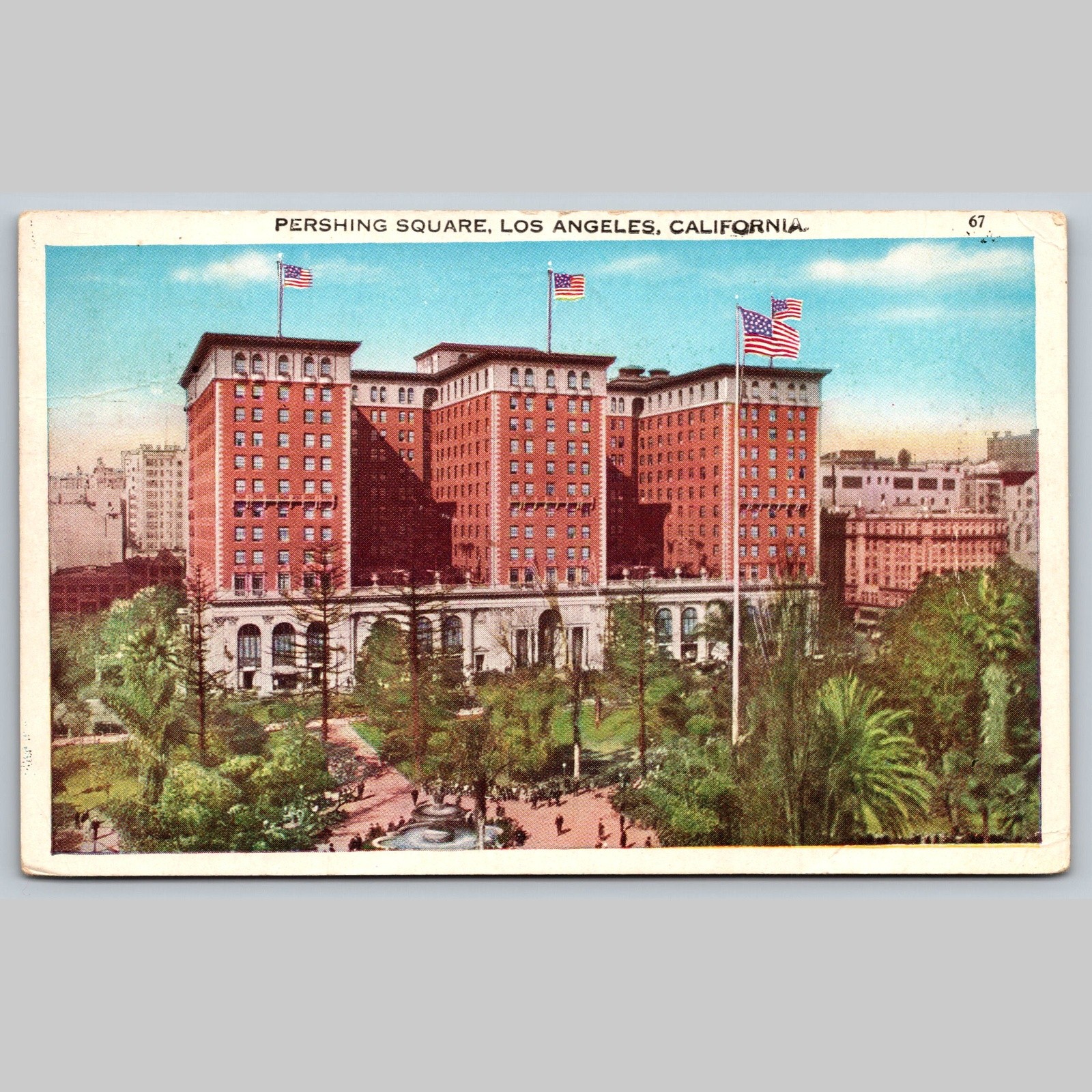 Postcard Pershing Square Los Angeles California Pacific Novelty Co.