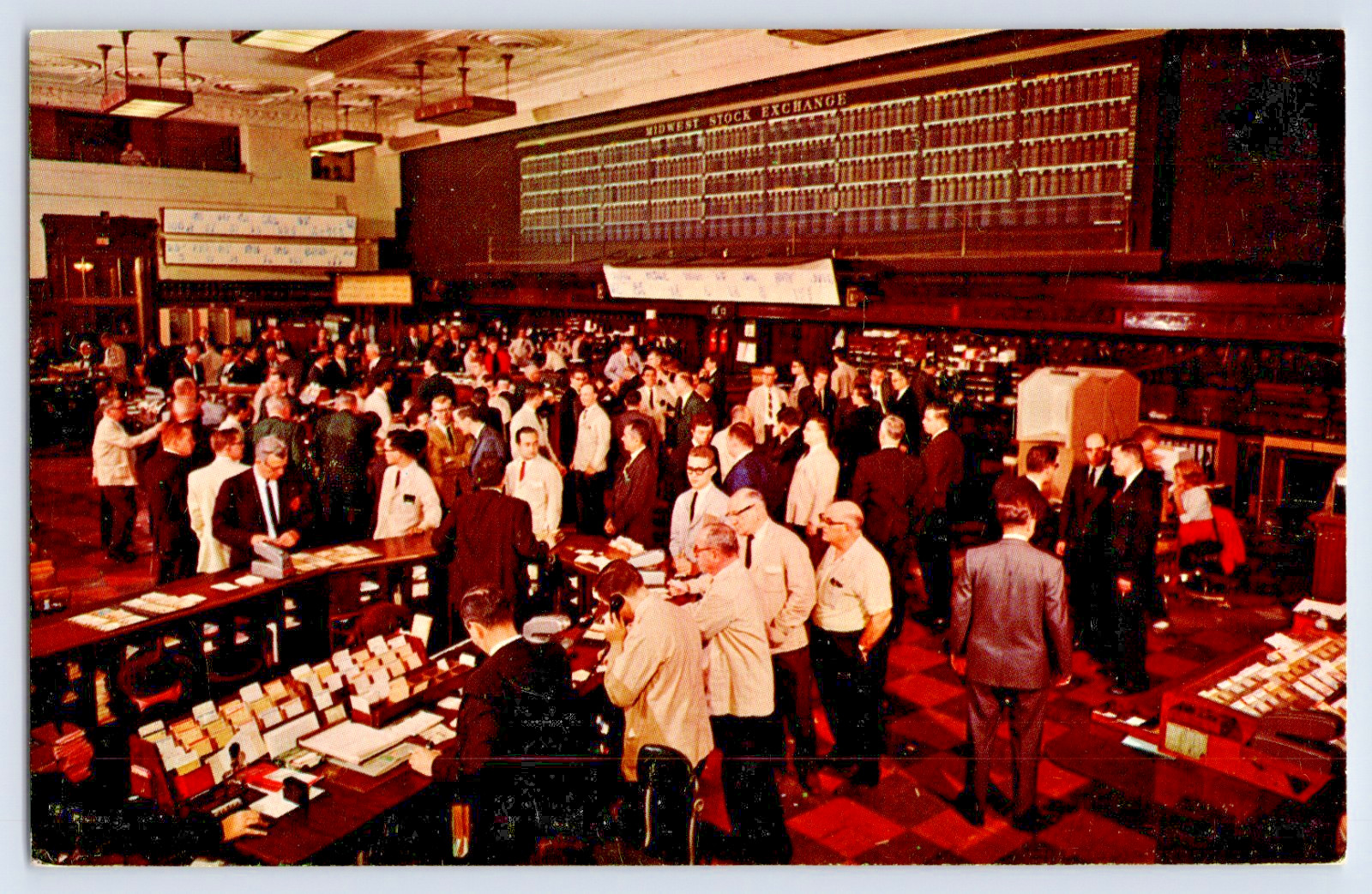 Chicago IL Illinois Midwest Stock Exchange Interior Scene Vintage Postcard