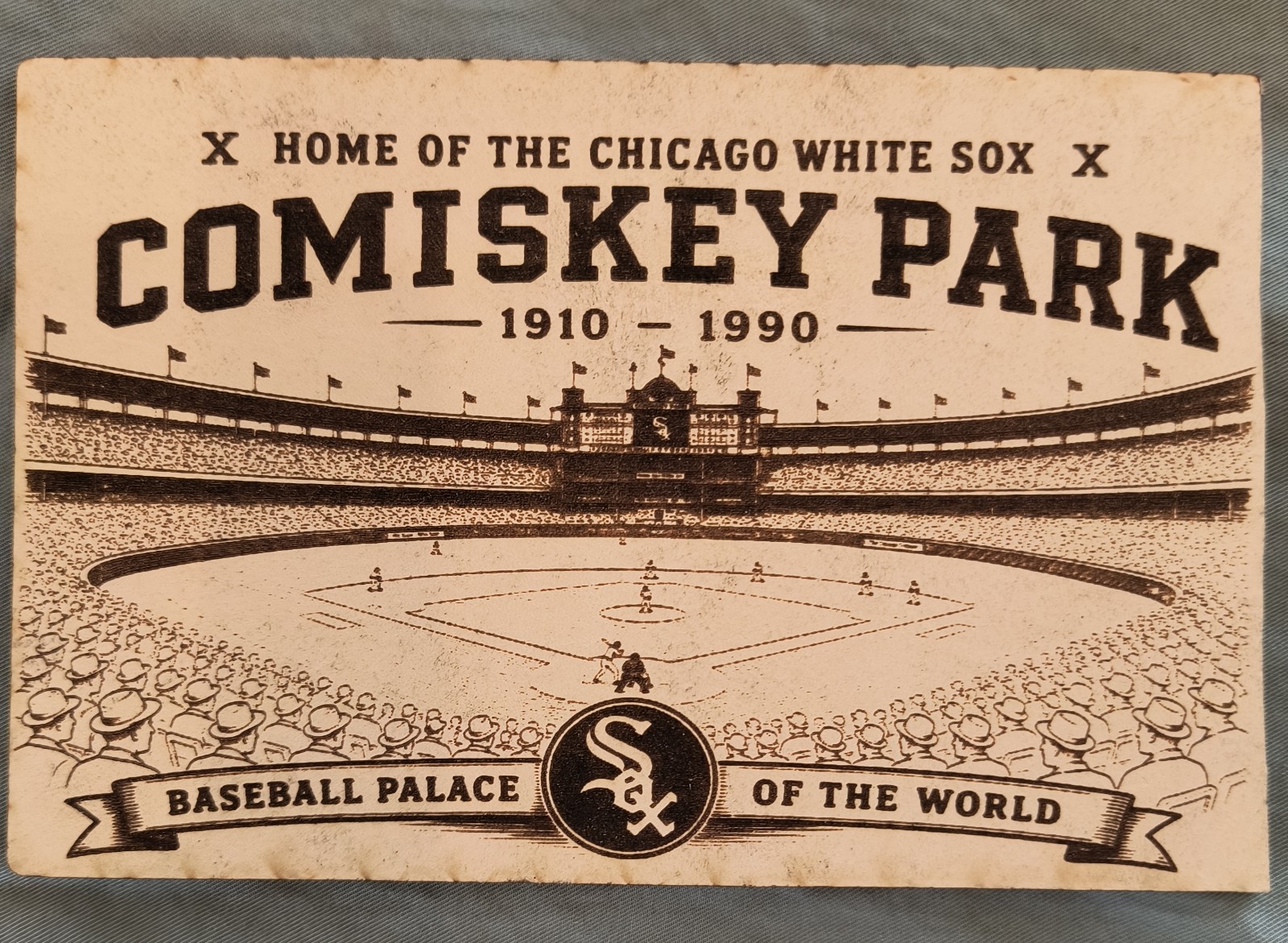 LEATHER ~ Comiskey Park CHICAGO WHITE SOX Modern BASEBALL PC Illinois