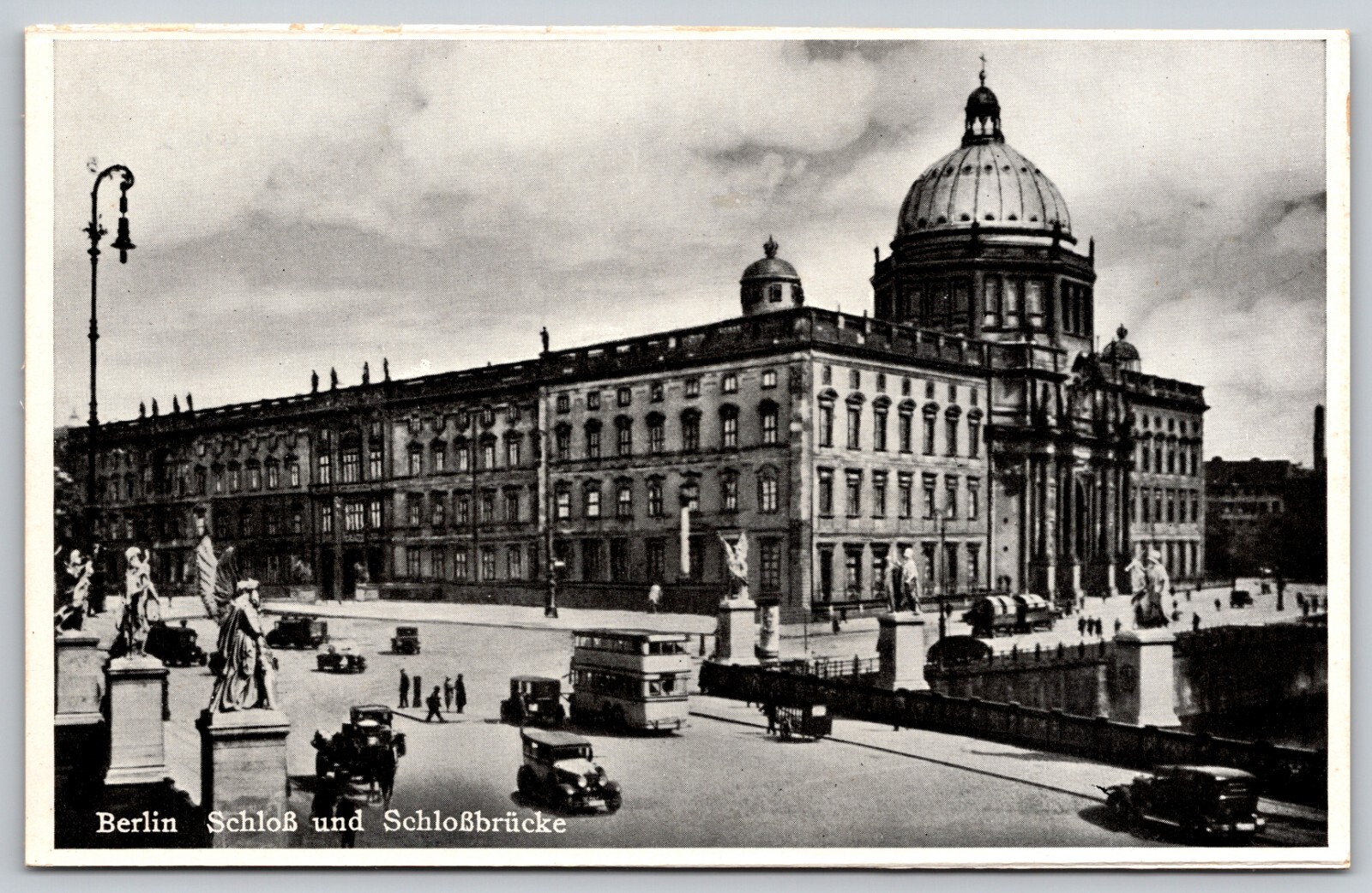 Berlin Palace and Early Automobile Traffic on Schlossbrücke Postcard