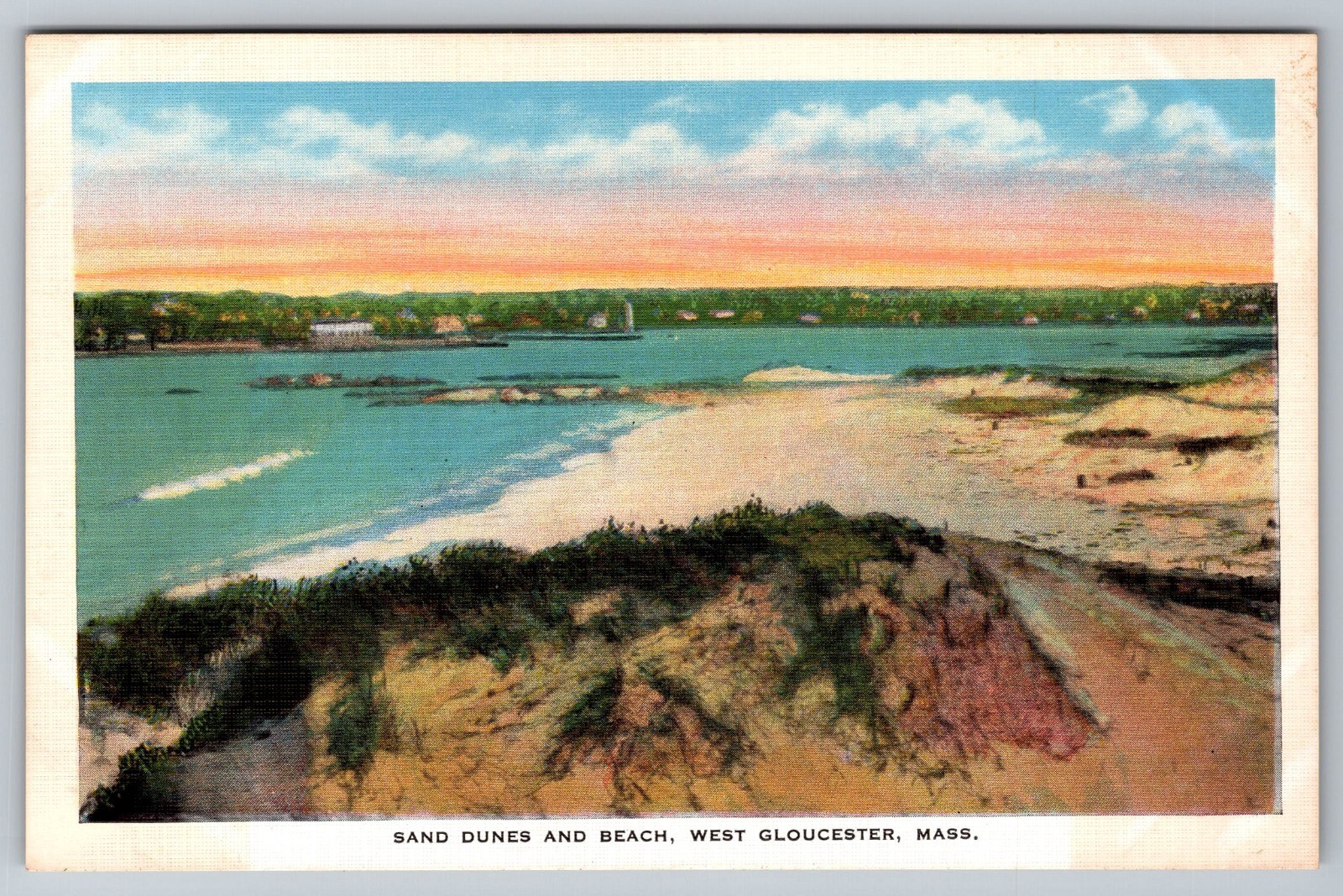 Sand Dunes & Beach. West Gloucester Massachusetts Postcard