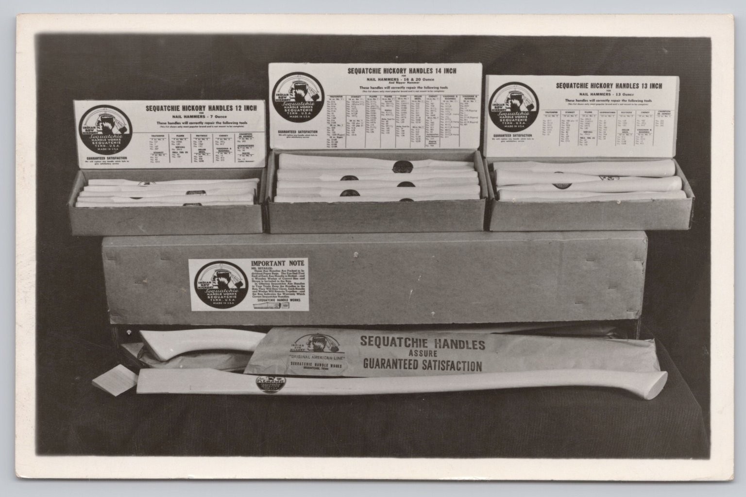 1954 Sequatchie Handle Works Hickory Handles RPPC Postcard Salem Indiana