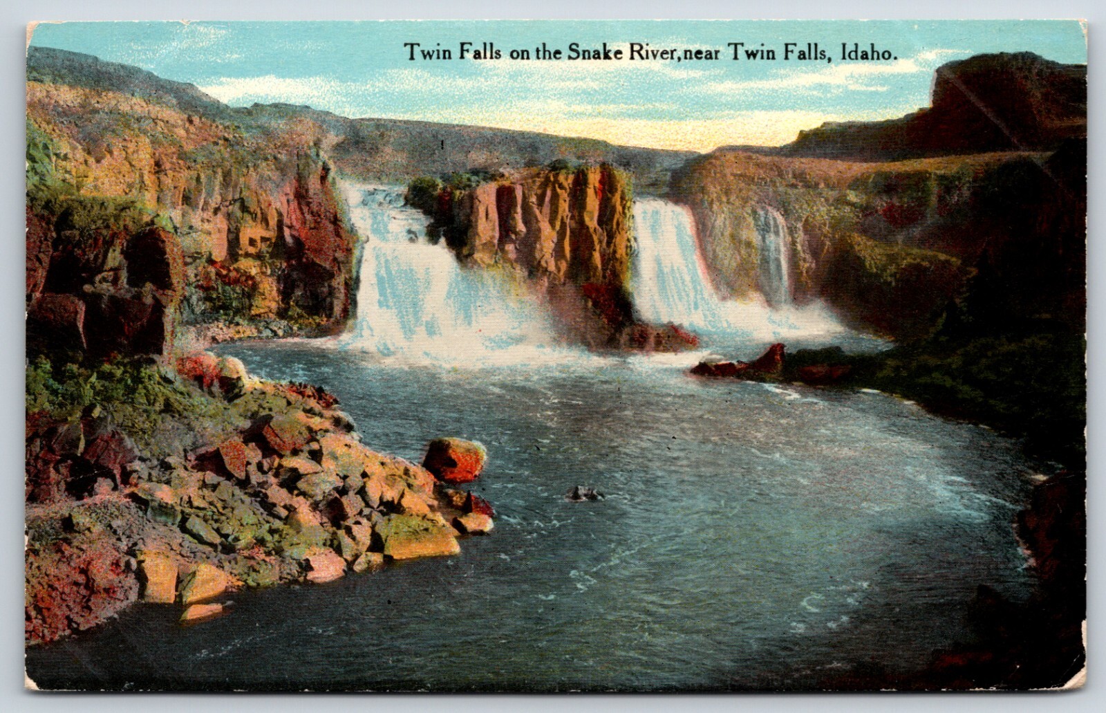 Postcard Twin Fall On The Snake River Near Twin Falls, Idaho Unposted