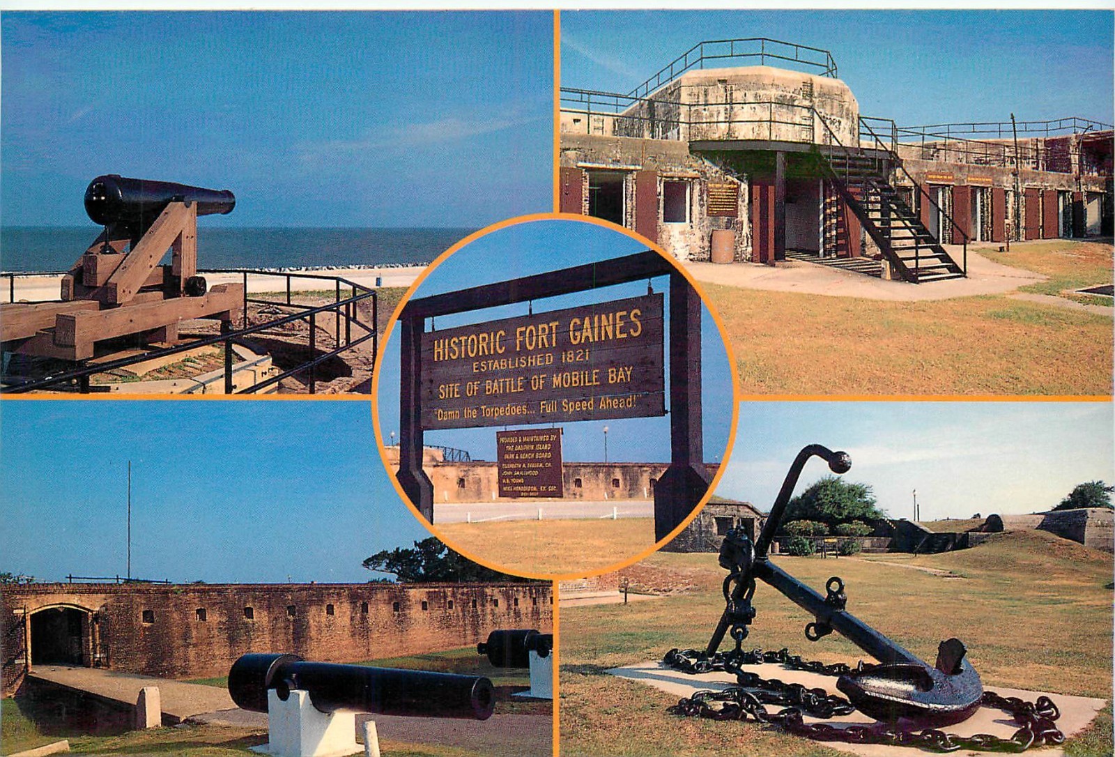 Postcard Fort Gaines Site of Battle of Mobile Bay, Dauphin Island Alabama 4×6