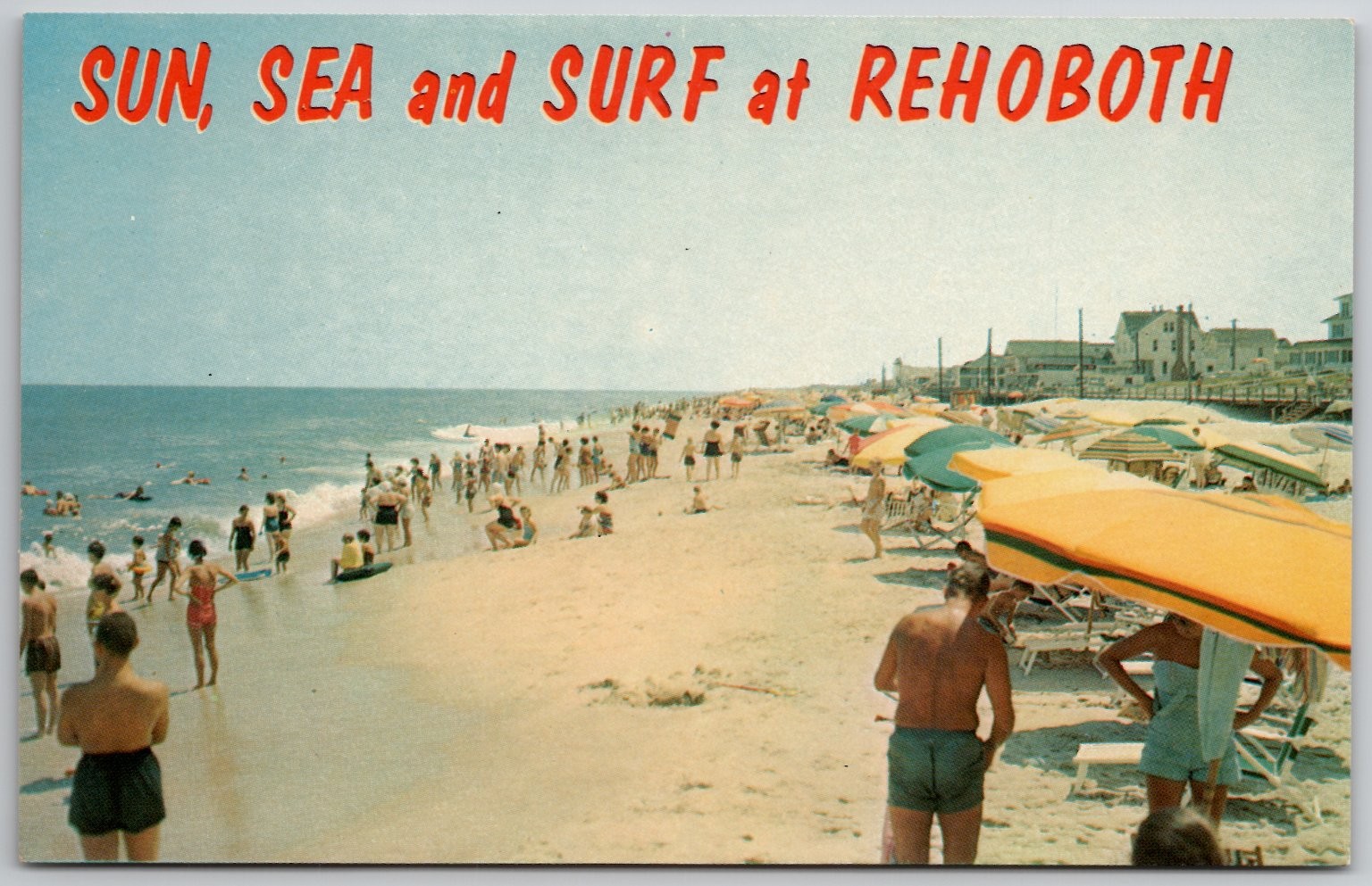 Rehoboth Beach DE Sun Sea Surf Plastichrome Postcard Tingle Printing