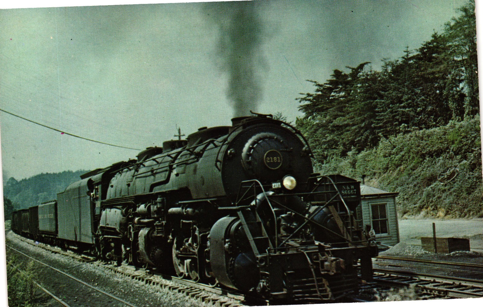 Norfolk & Western 2181 2-8-8-2 Steam Locomotive Roanoke VA Railroad Postcard