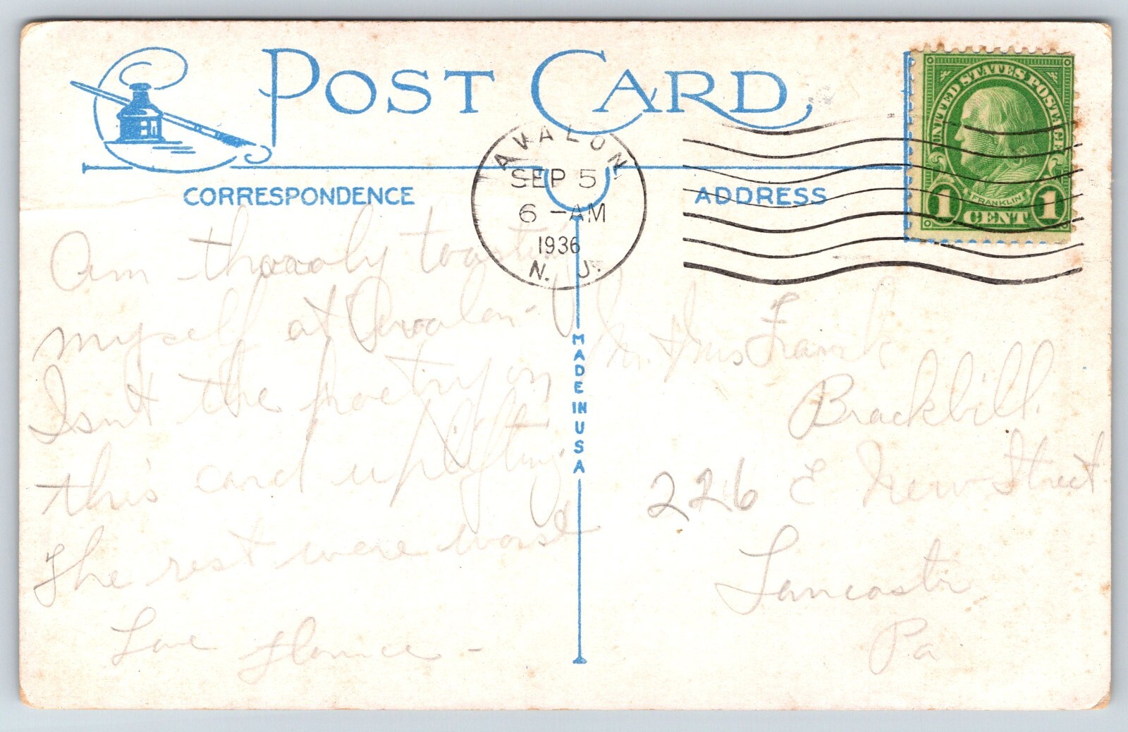 Poem, The Sea, Barry Cornwall Vintage Postcard