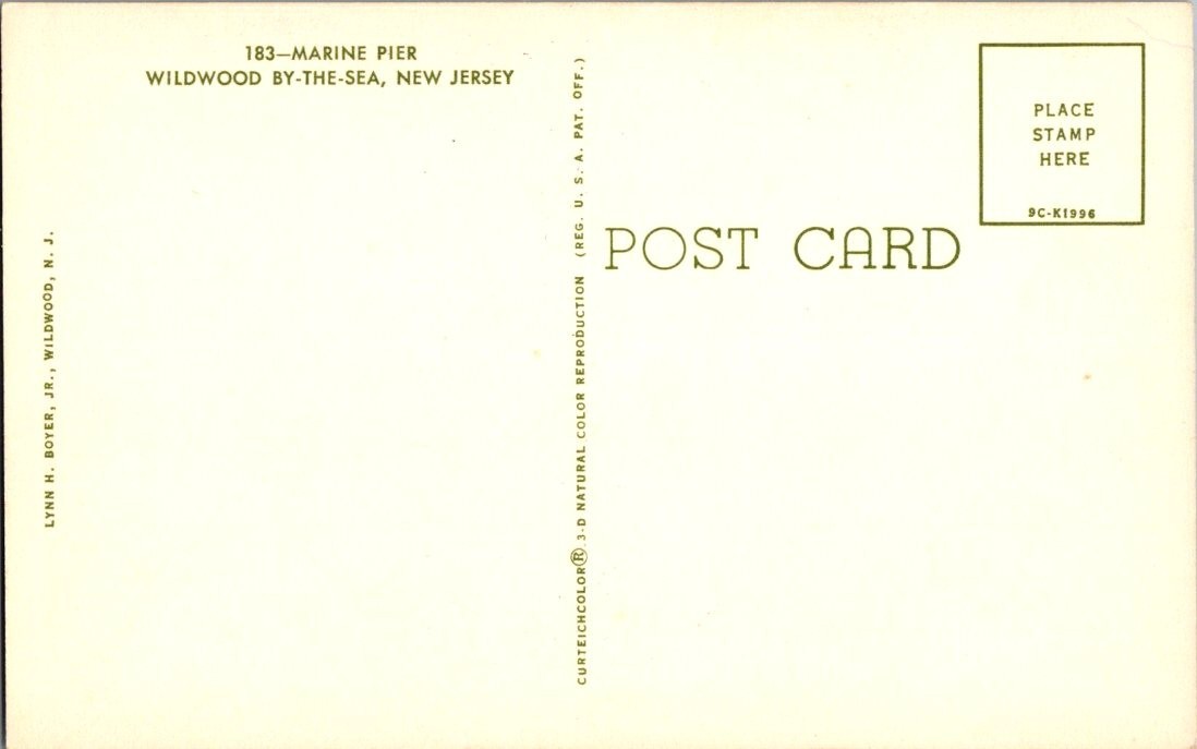 Postcard Marine Pier – Wildwood by the Sea NJ – Lynn Boyer Jr. Card 183 (A1)