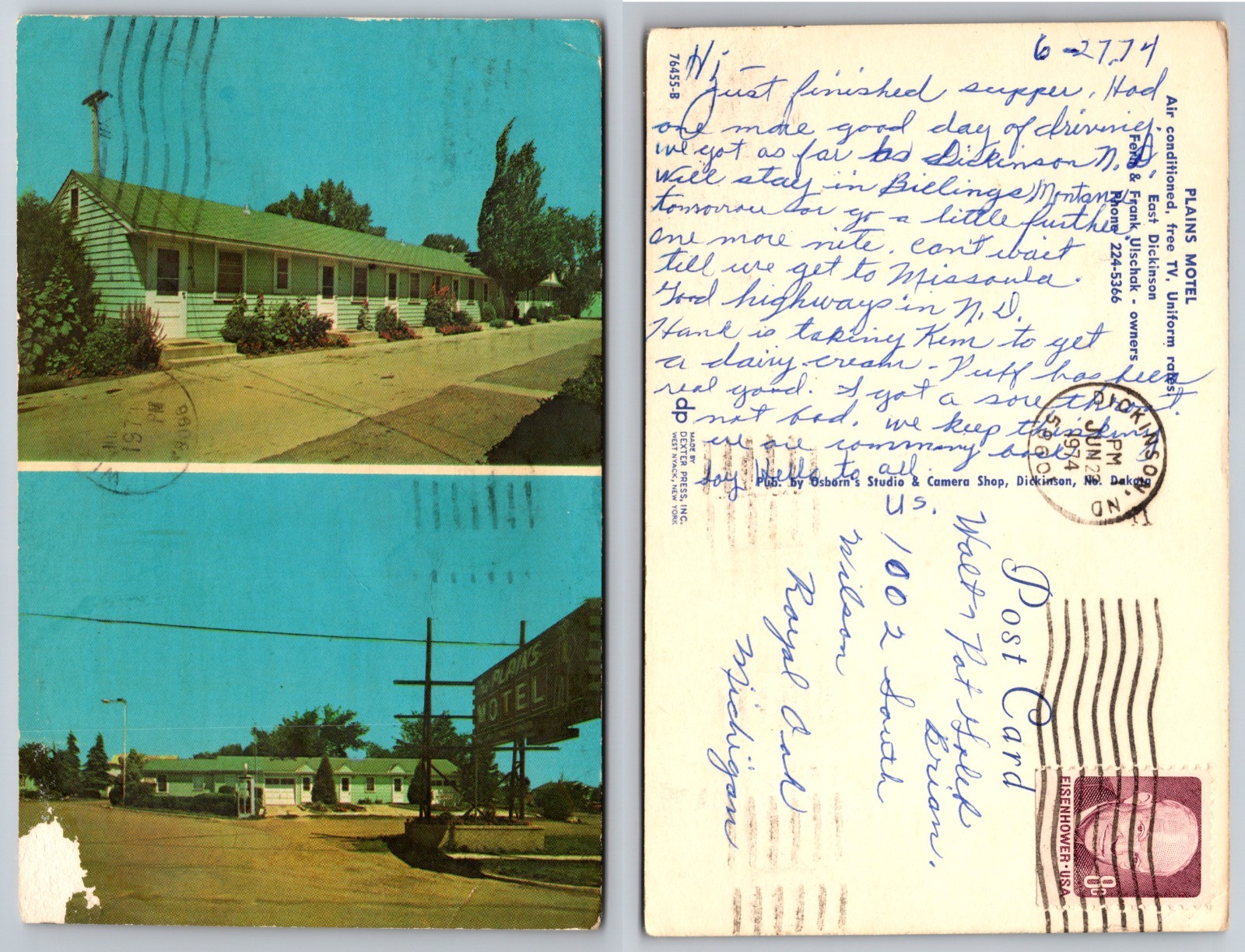 Royal Oak Motel Exterior Street View Postcard