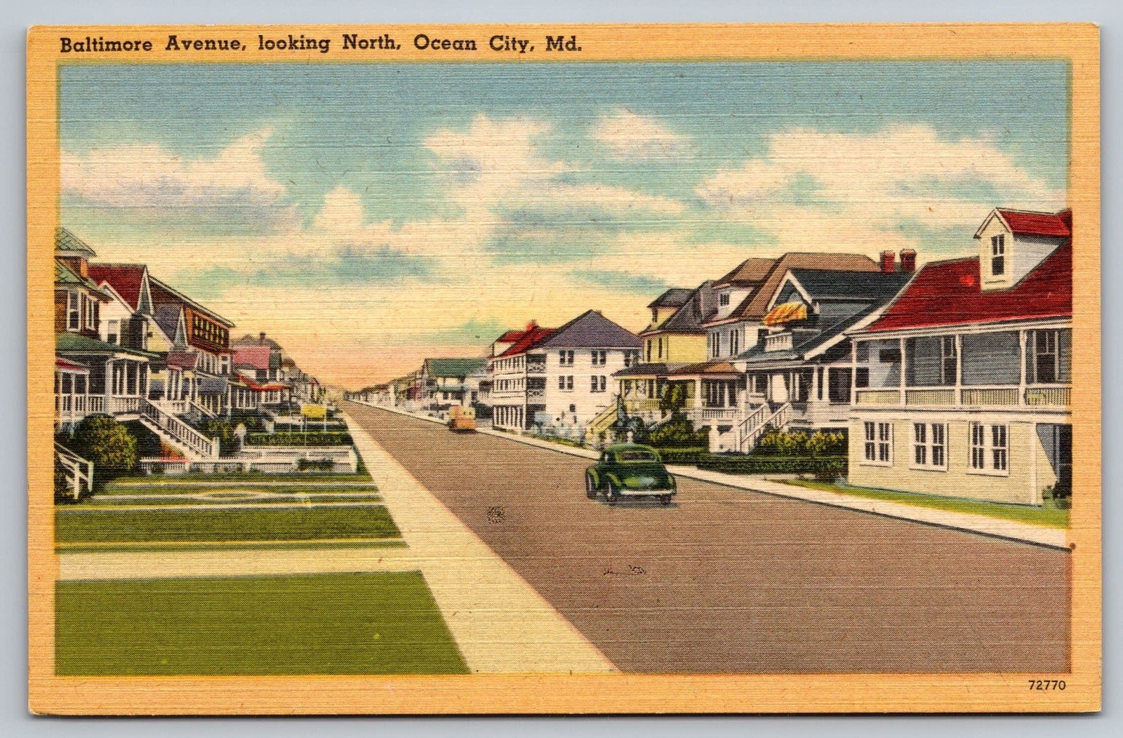 Baltimore Avenue Ocean City MD Vintage Postcard Maryland linen postcard