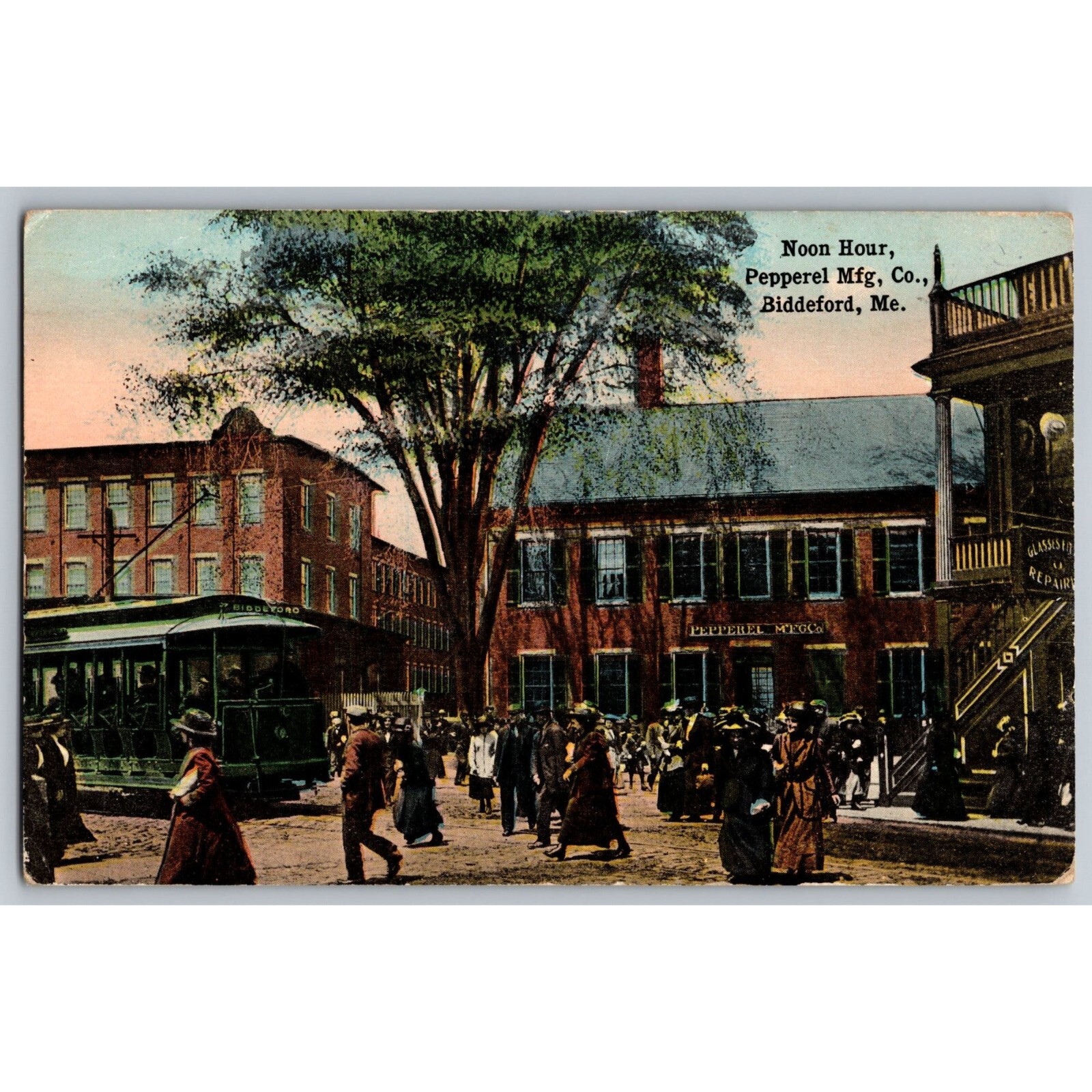 VTG Postcard Posted 1917 Maine Noon Hour, Pepperel Mtg Co Biddeford #683