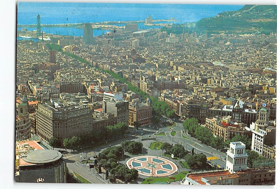 Postcard Aerial View Barcelona Spain
