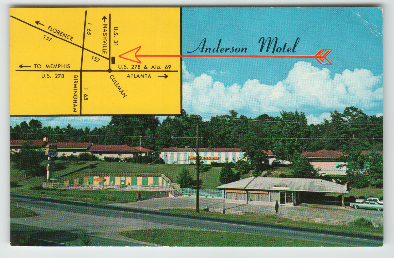 Postcard the Anderson Motel on US 31 in Cullman, AL.