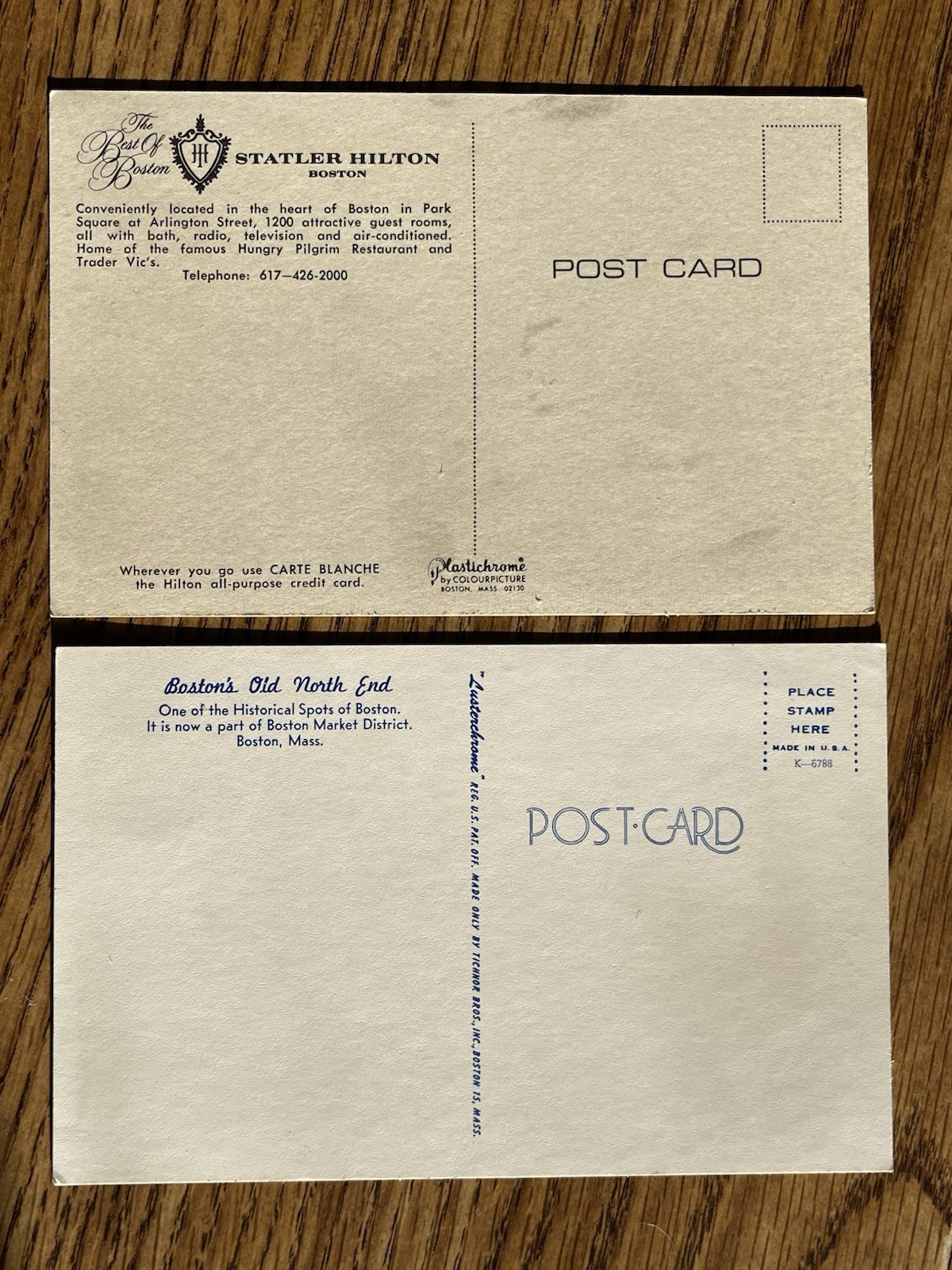 Vtg 1950s-60s Downtown Boston Massachusetts Postcard SET, Hilton Hotel North End