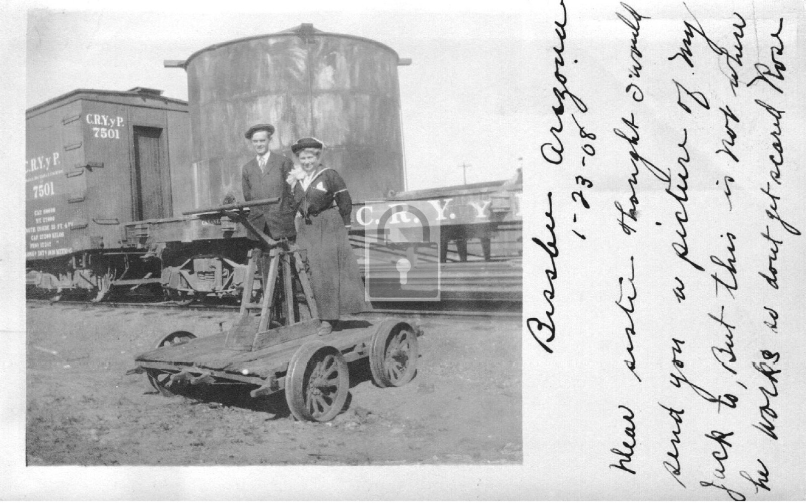1908 Railroad Train Handcar Bisbee Arizona AZ – 11×17 Reprint