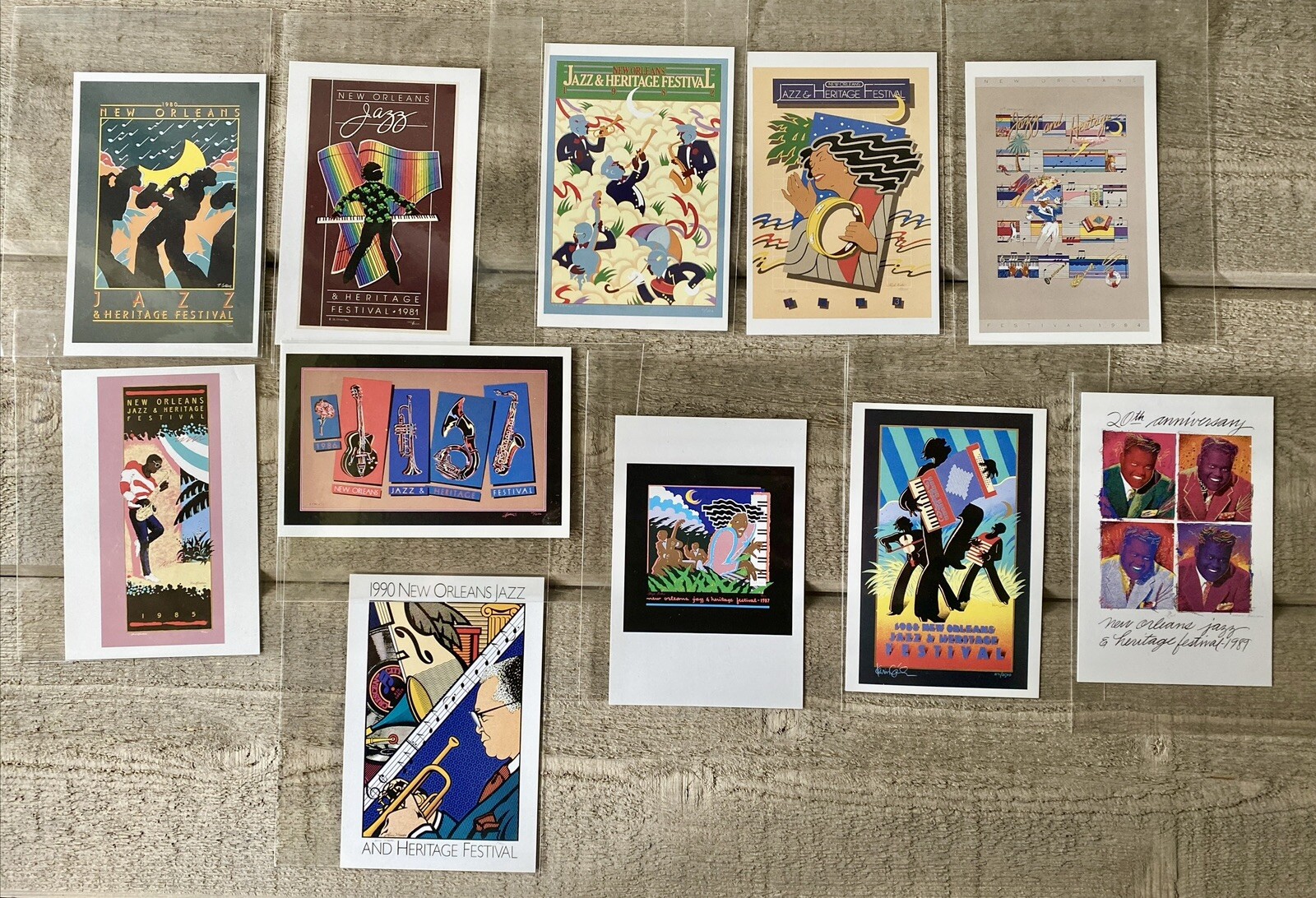 New Orleans Jazz Fest Vintage Postcards 1980-1990 New Set/11