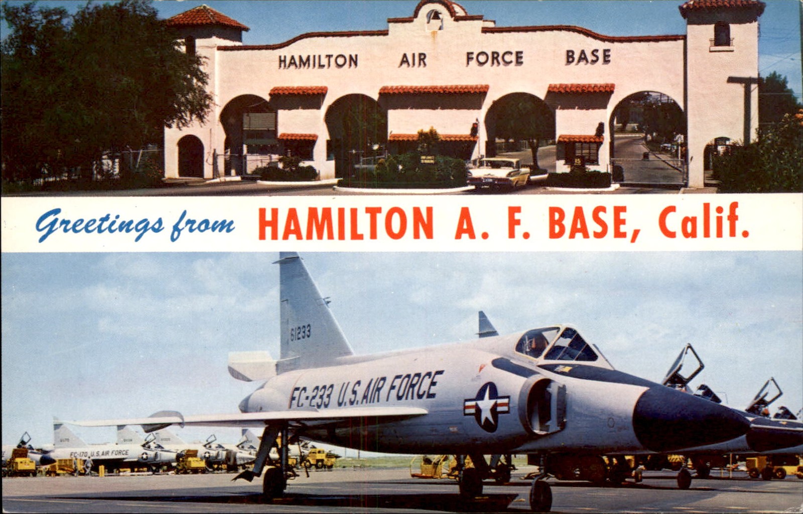 Hamilton CA Air Force Base c1950s-60s Vintage Postcard