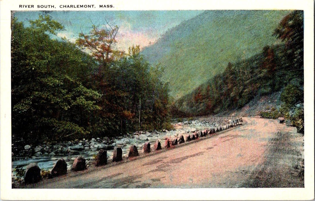 Vintage Charlemont MA Postcard River South Scenic View Boston Post Card Co.