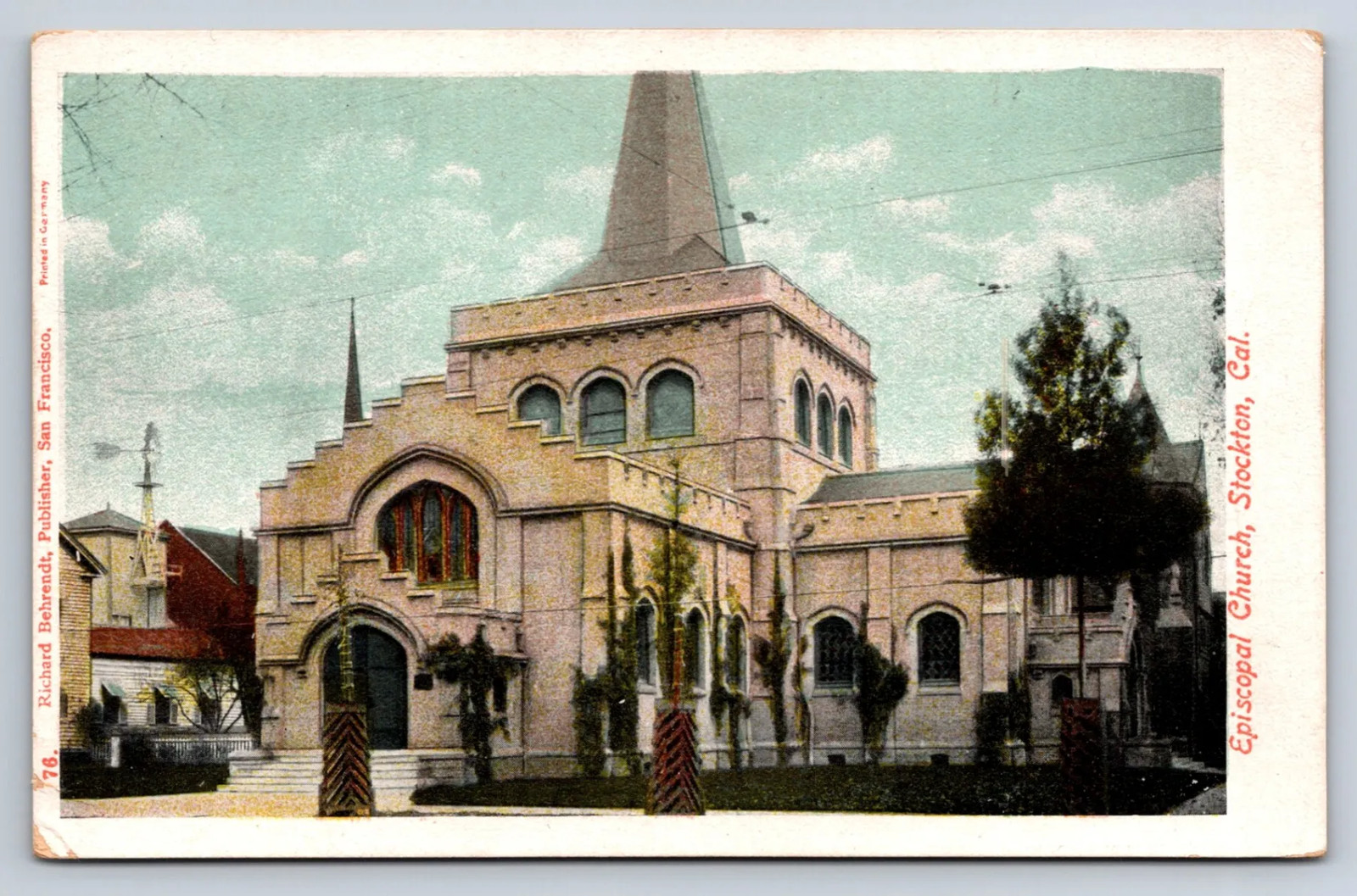 Stockton California Episcopal Church Vintage Undivided Back Postcard