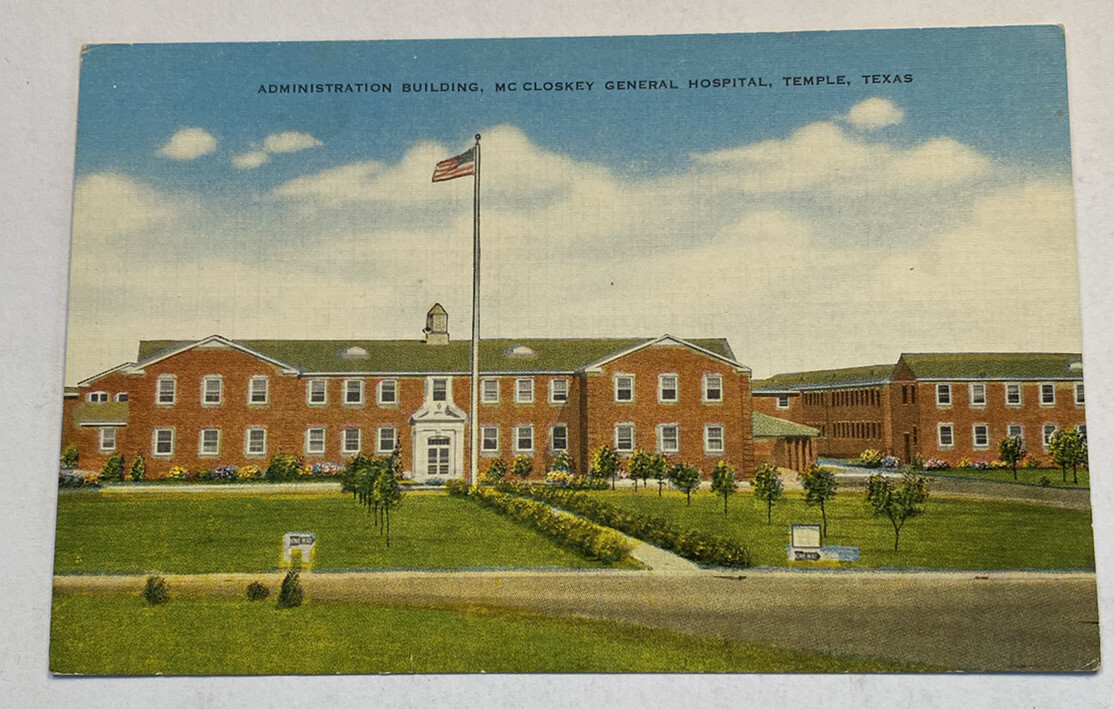 Vintage Linen Postcard ~ McCloskey General Hospital Building ~ Temple Texas TX