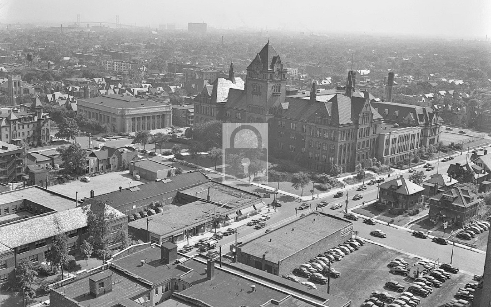 Birds Eye View Wayne University Detroit Michigan MI – Reprint