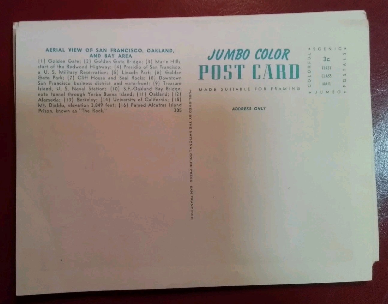 Vintage 1940s Set of 7 San Francisco Scenic Jumbo Postcards and Envelope