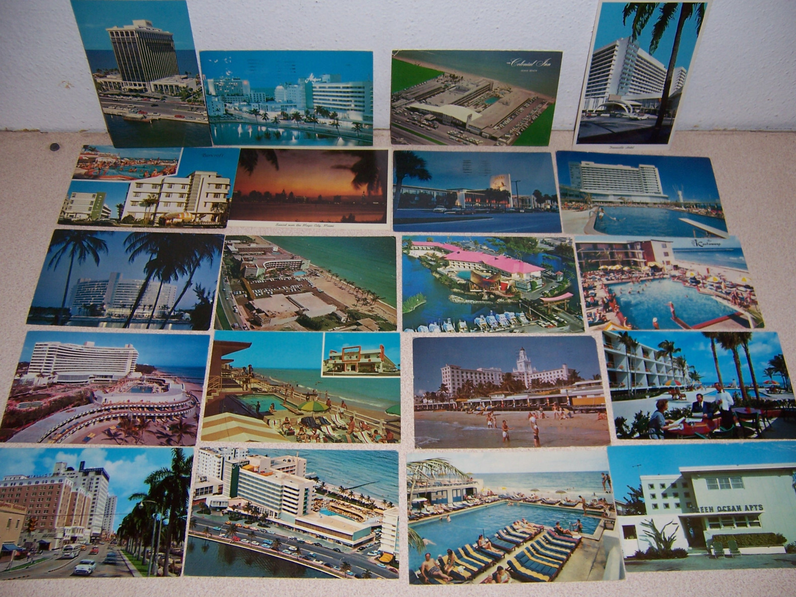 1950s-1960s HOTELS of MIAMI FL. VTG POSTCARD LOT of 20 DIFF.