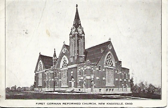 Postcard: New Knoxville, OH First German Reformed Church Signed Rev Elshoff 1930