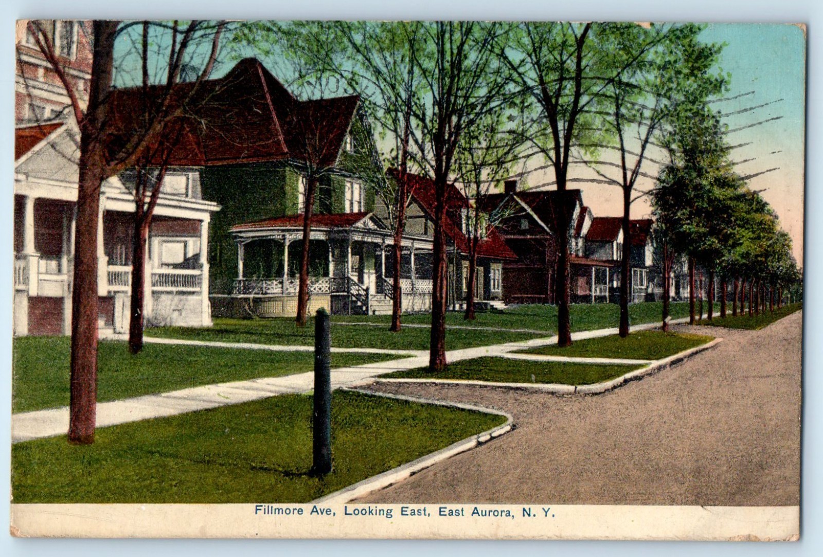 c1909 East Aurora New York Vintage Postcard Fillmore Avenue Looking East Posted
