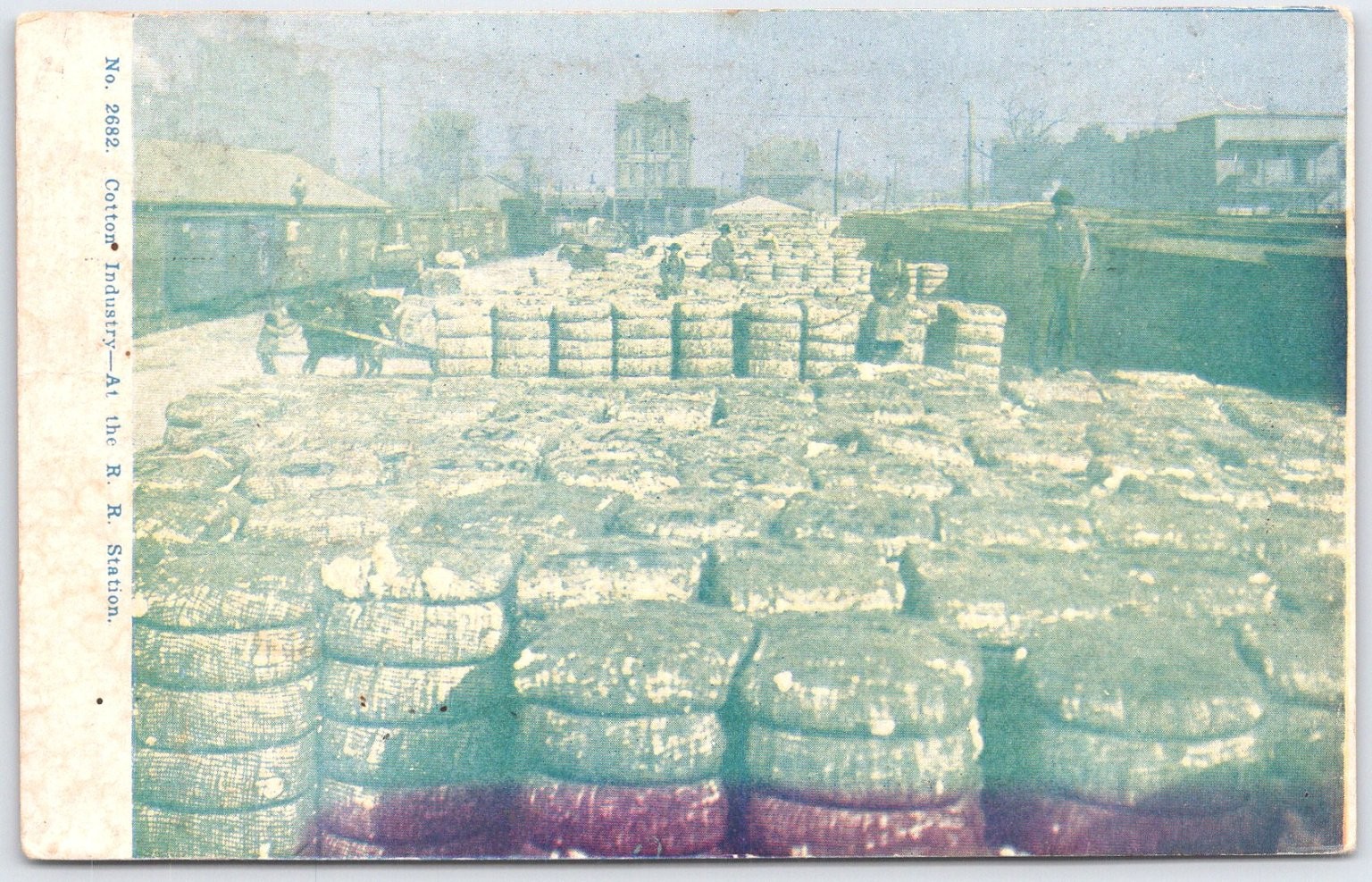 Vintage Cotton Industry Postcard at R.R. Station Paul C. Koeber Co.