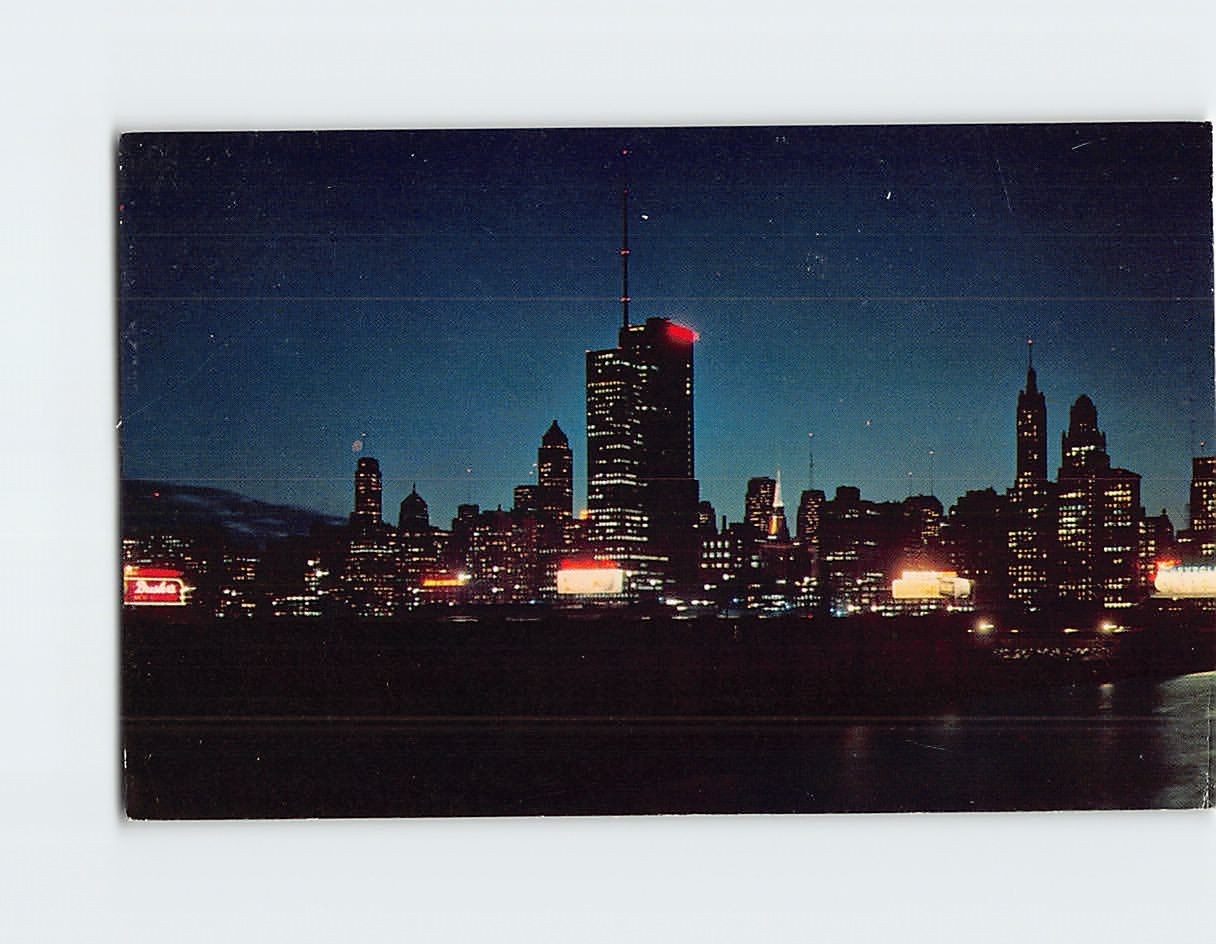 Postcard City Skyline at Night Chicago Illinois USA
