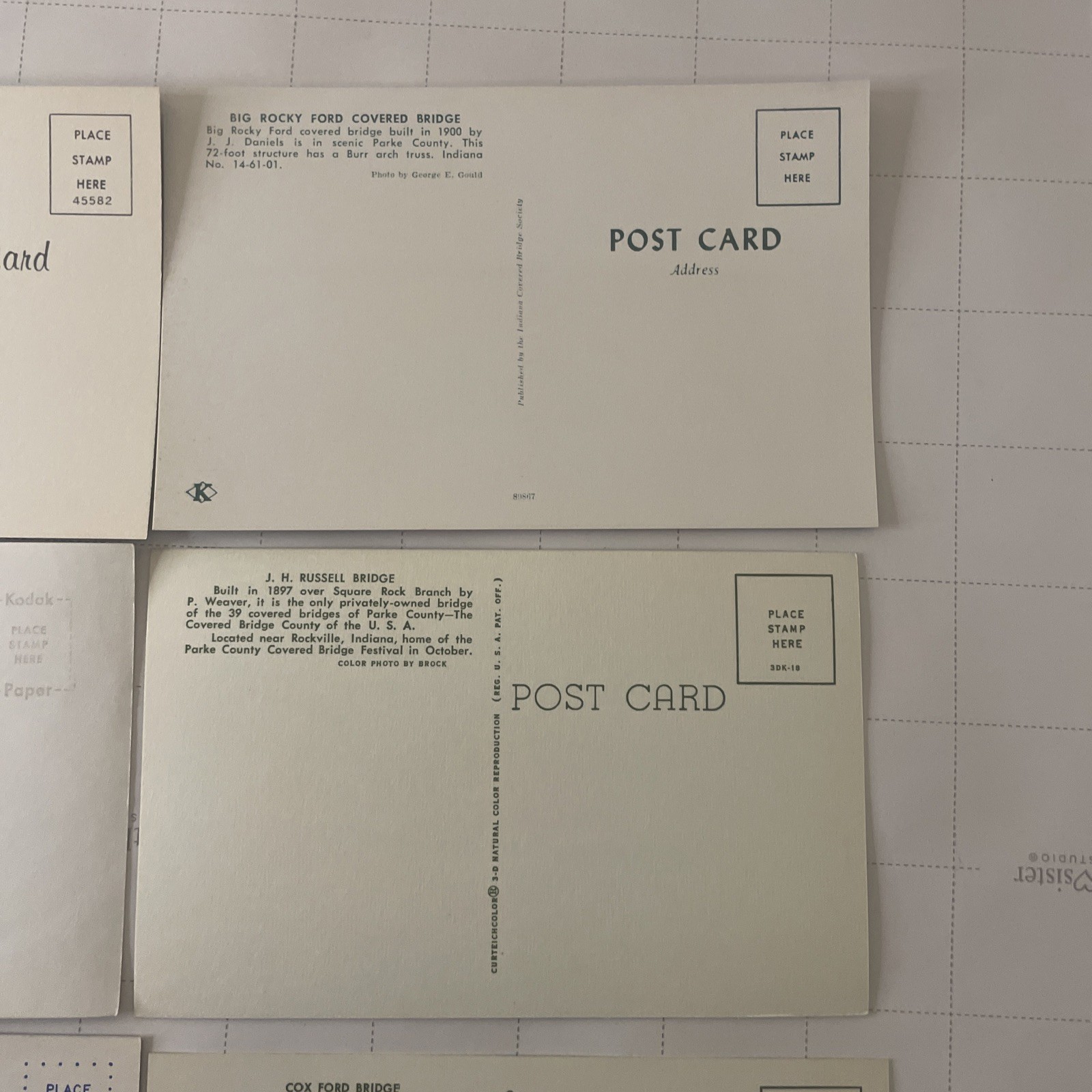 COVERED BRIDGES of INDIANA POSTCARD LOT, 12 DIF. CARDS unposted lot 4