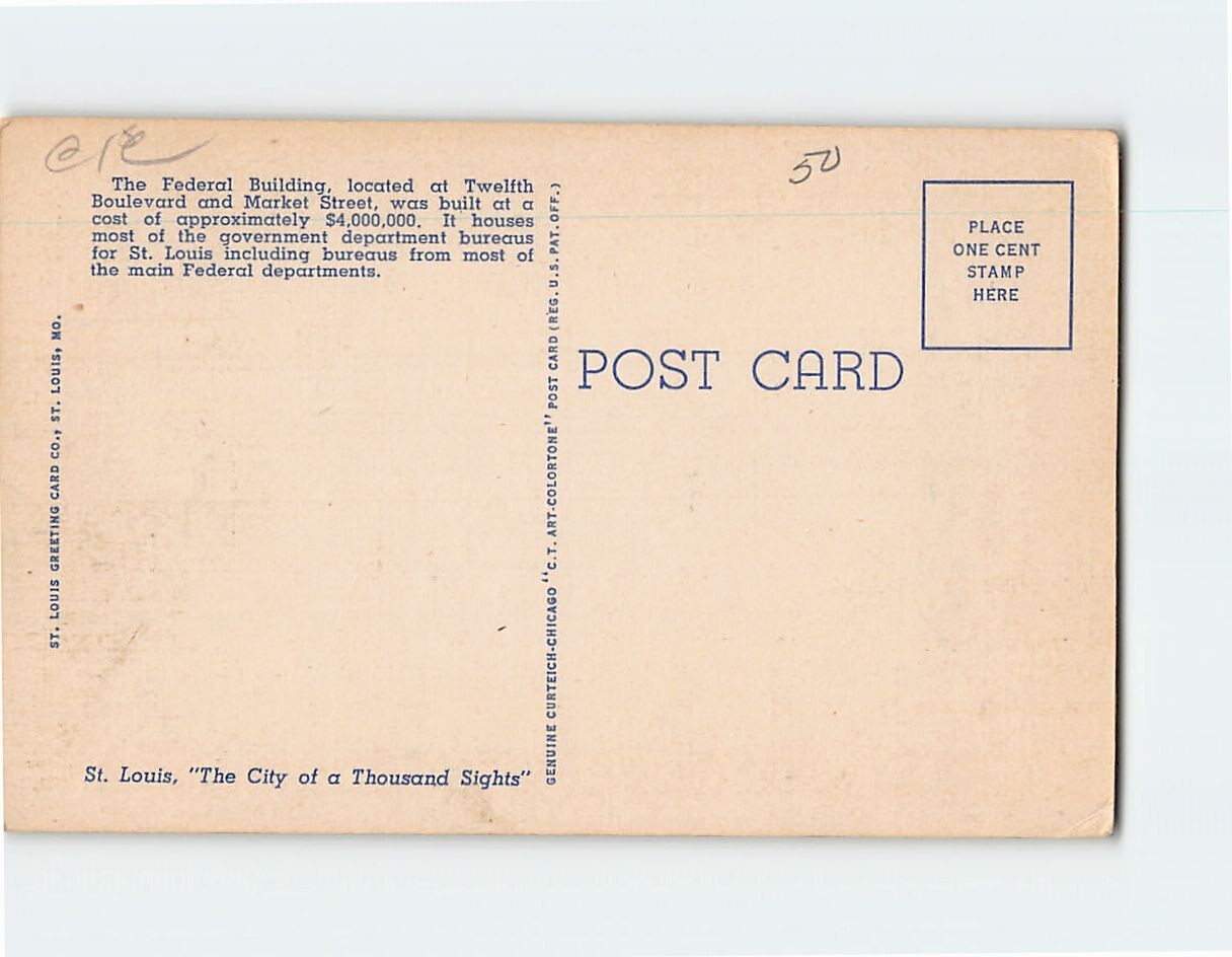Postcard The Federal Building St. Louis Missouri USA