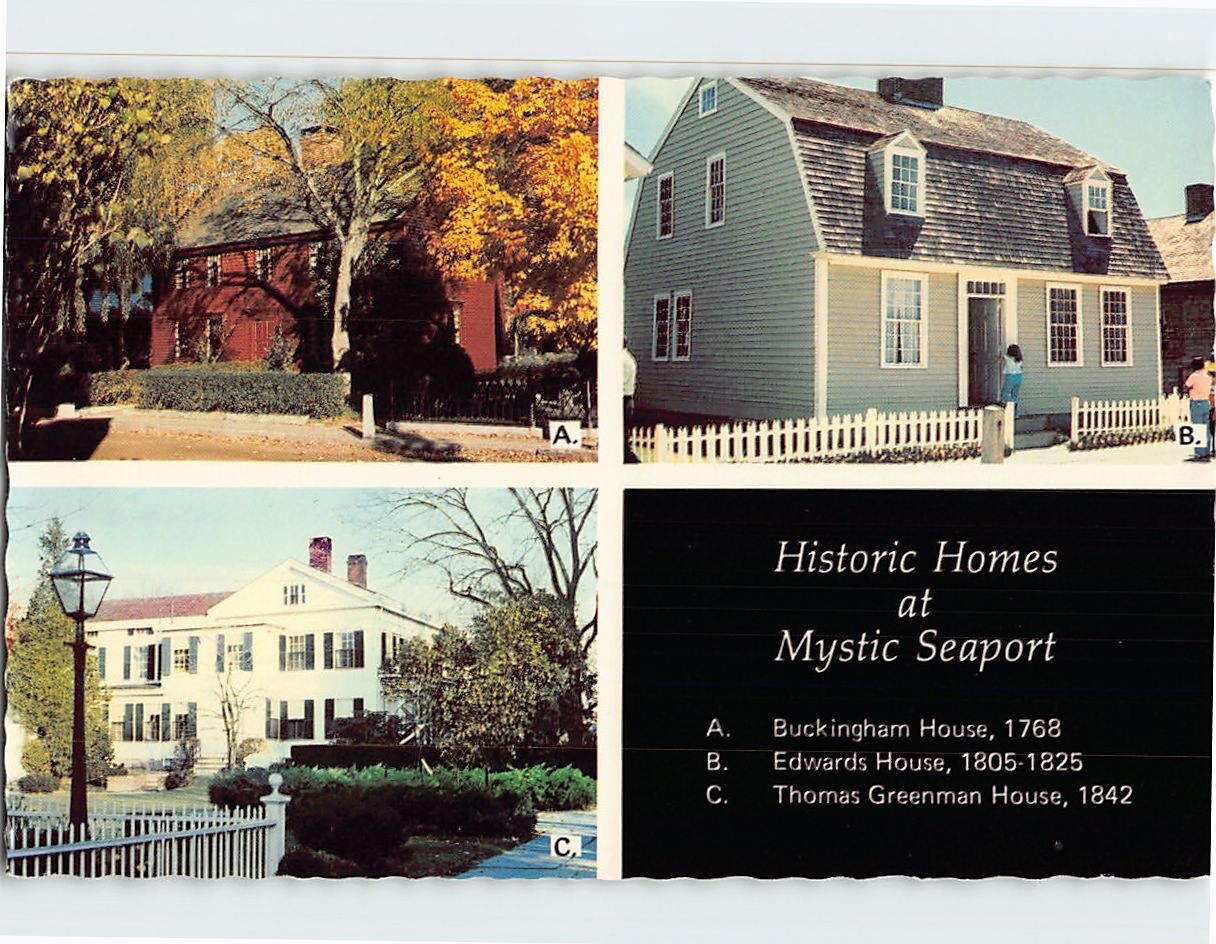 Postcard Historic Homes At Mystic Seaport Connecticut