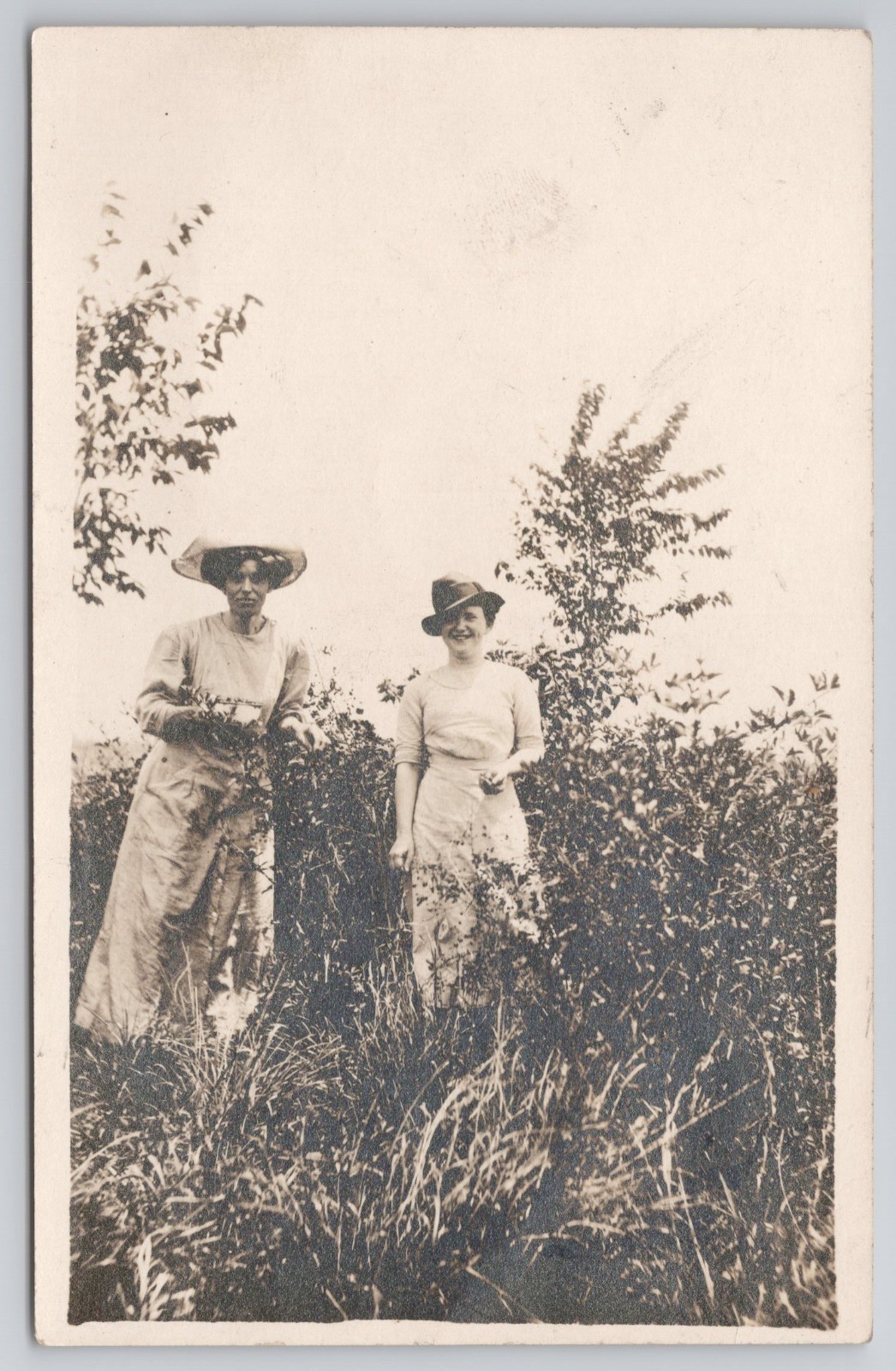 Two Women In Nature Garden Fashion RPPC Postcard
