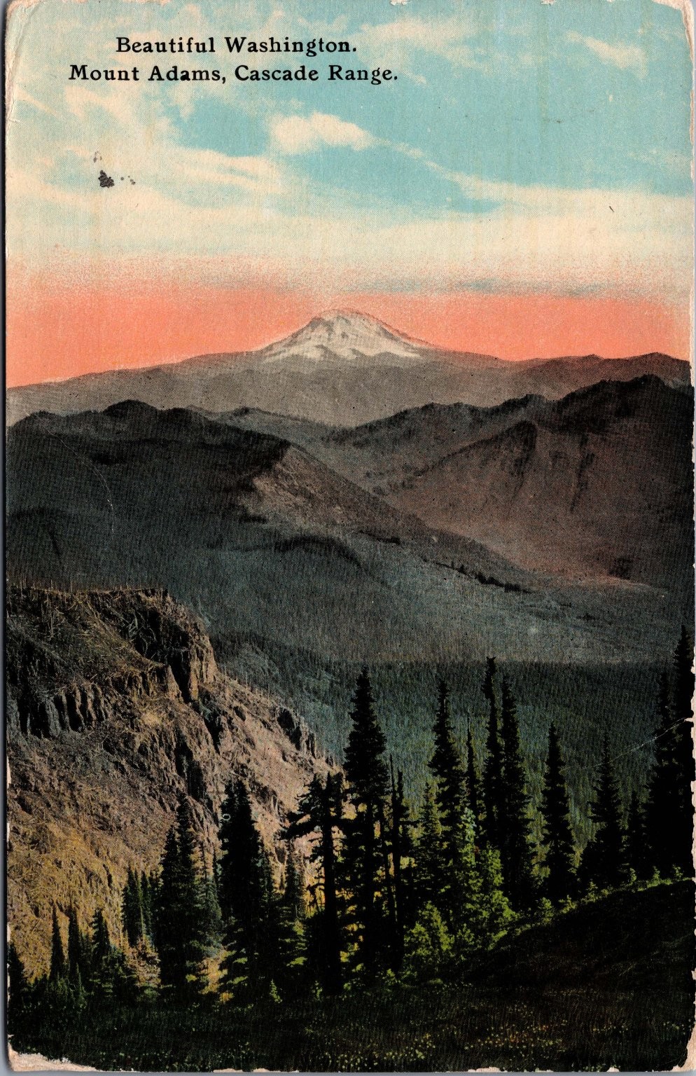 1912 Mount Adams Cascade Range Washington Postcard Central News Co.