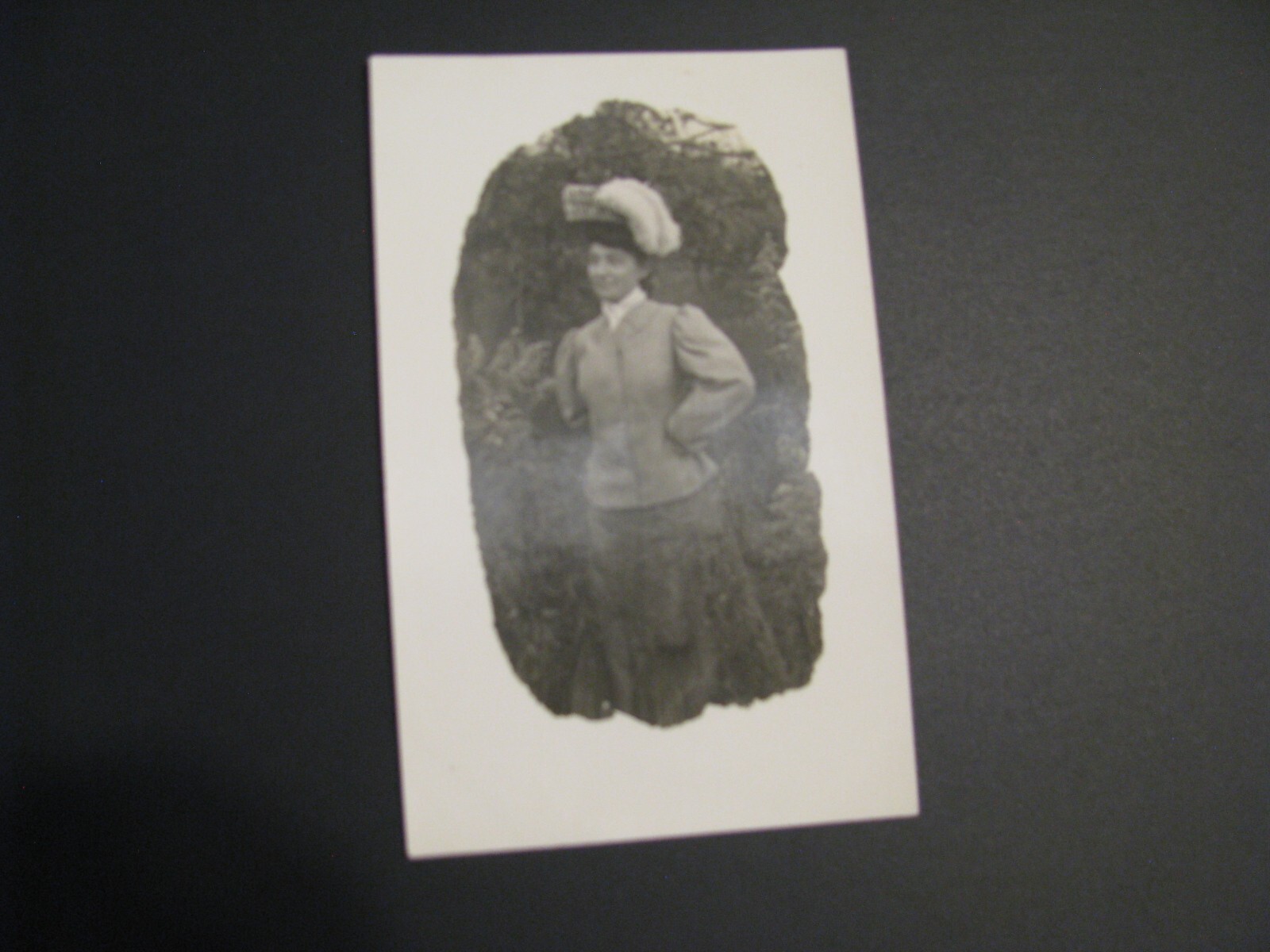c. 1901-1907 RPPC Beautiful Edwardian Lady Fashion Feathered Hat Postcard