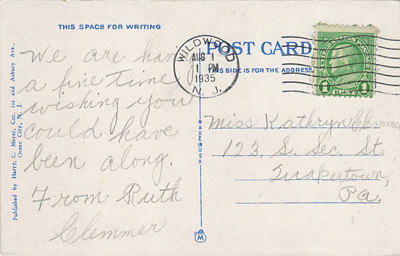 Postcard NJ: Sea Gulls on the Beach, Wildwood-By-The-Sea, WB Posted 1935