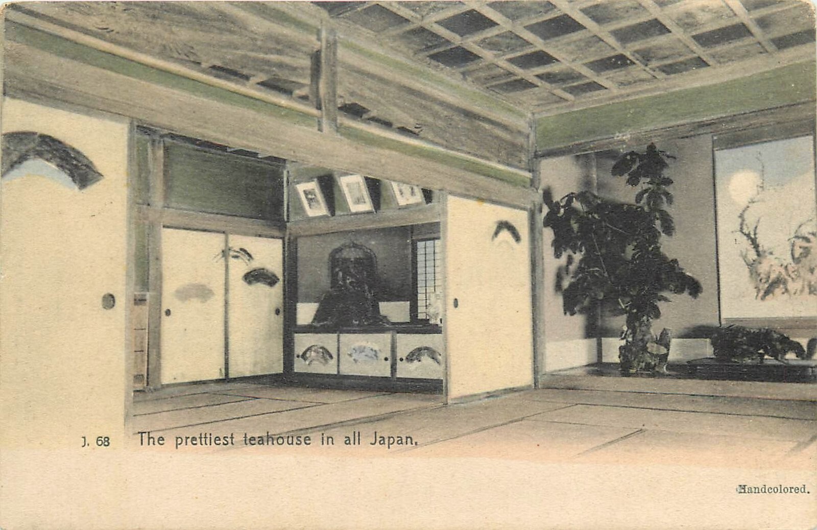 1908 Japan interior prettiest teahouse undivided Rotograph Postcard 24-11883