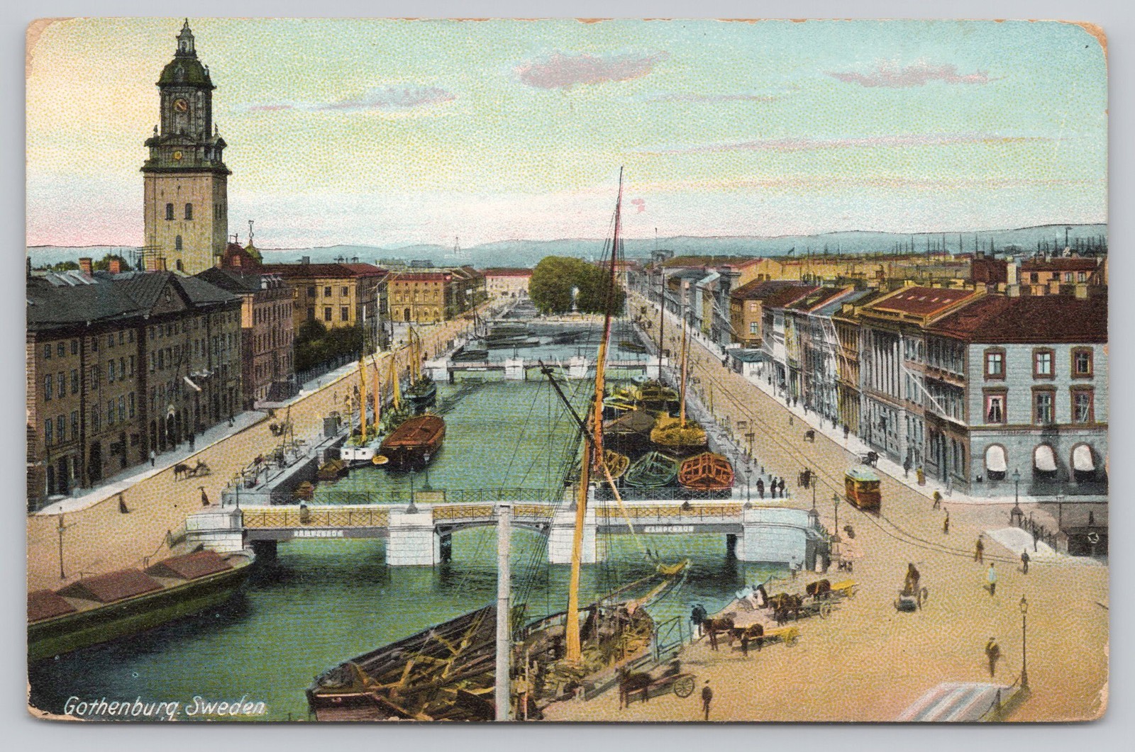 Vintage Gothenburg Sweden Harbor Scene Postcard Published by Svenska