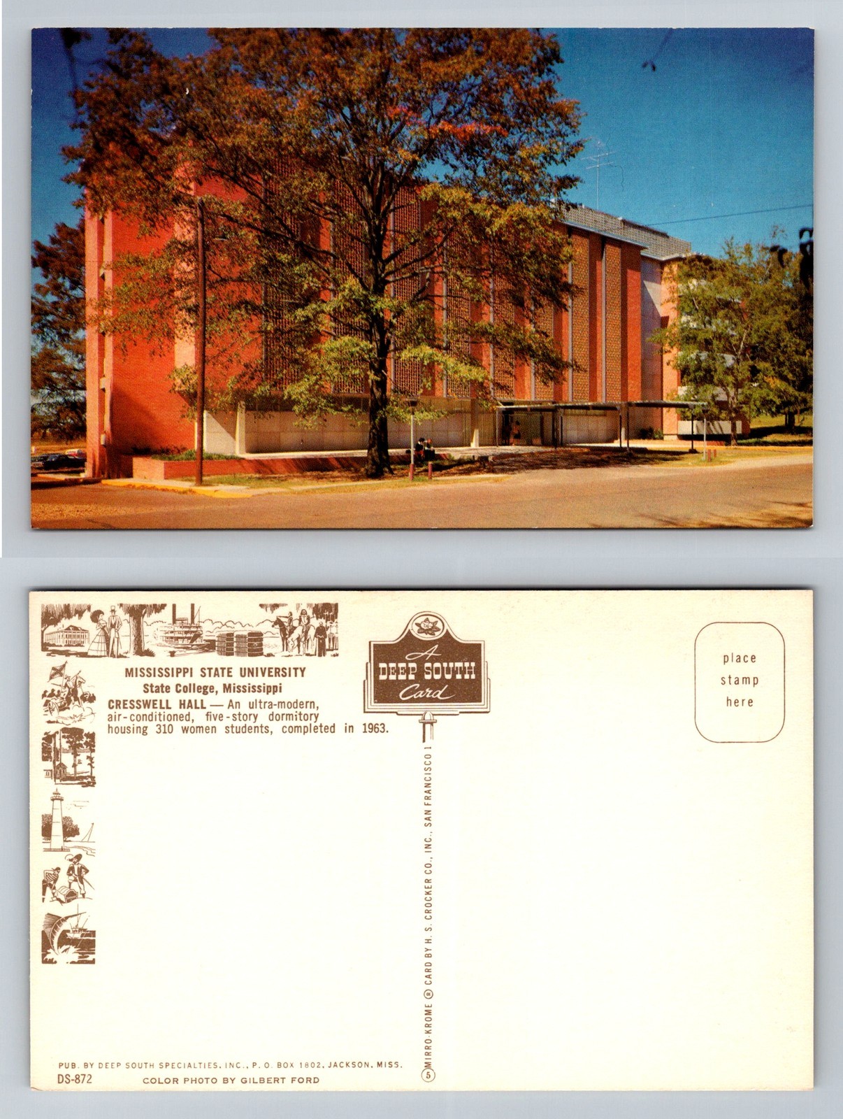 State College, MS-Mississippi, Cresswell Hall Dormitory 5-Story Vintage Postcard