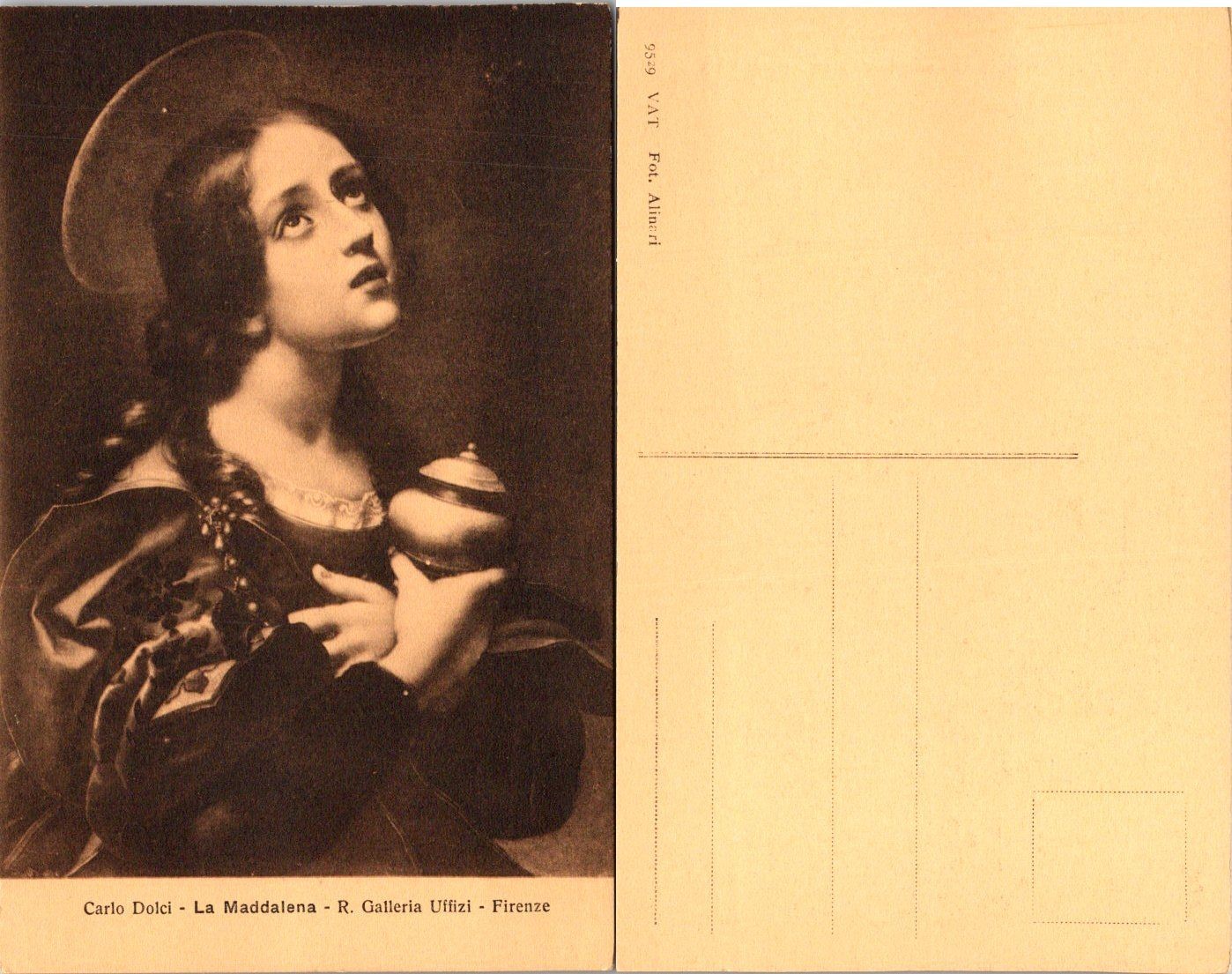 Carlo Dolci La Maddalena Postcard R Galleria Uffizi Firenze Sepia Unposted